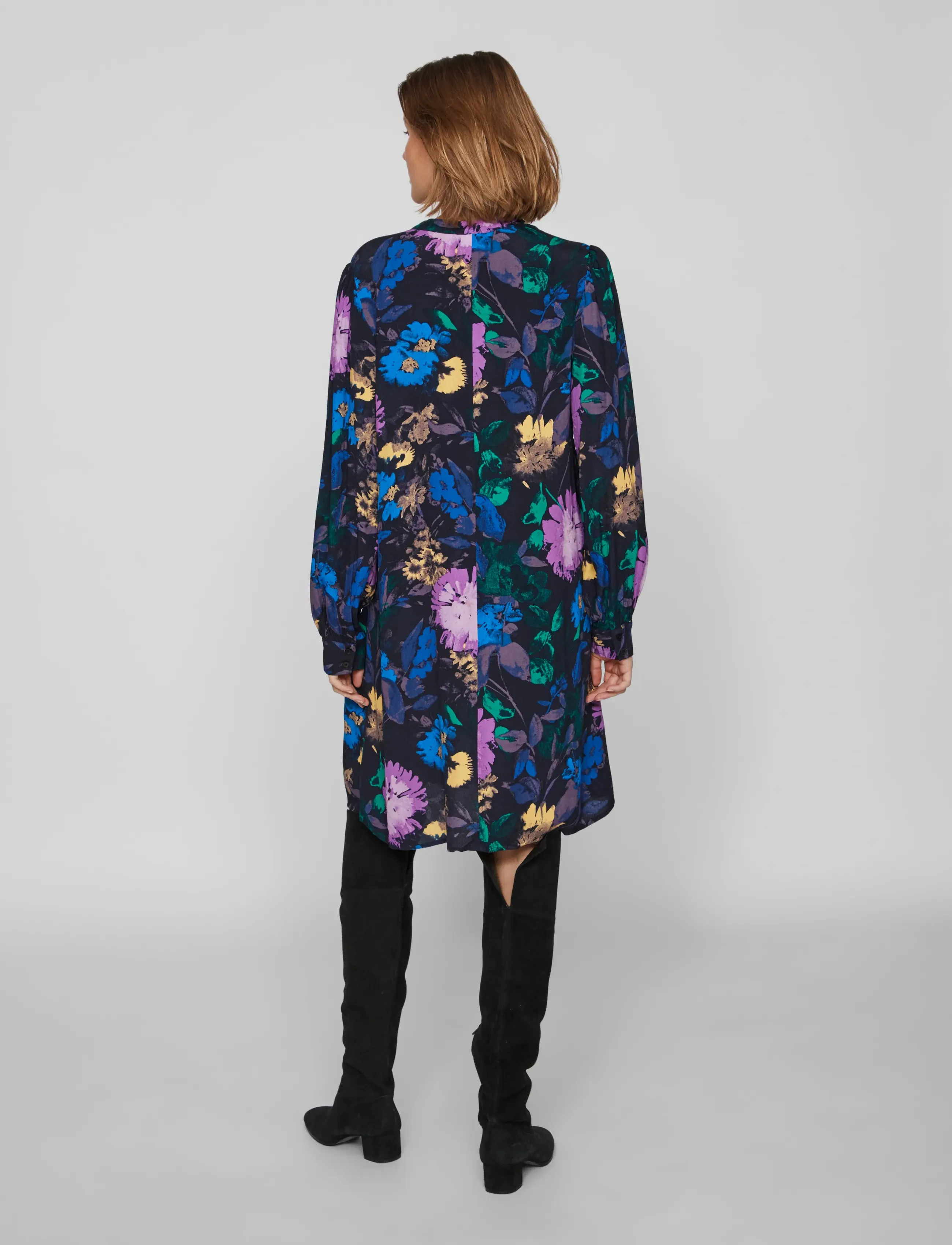 Vila - VIPANGA LE V-NECK L/S DRESS - midi kjoler - navy blazer - 3