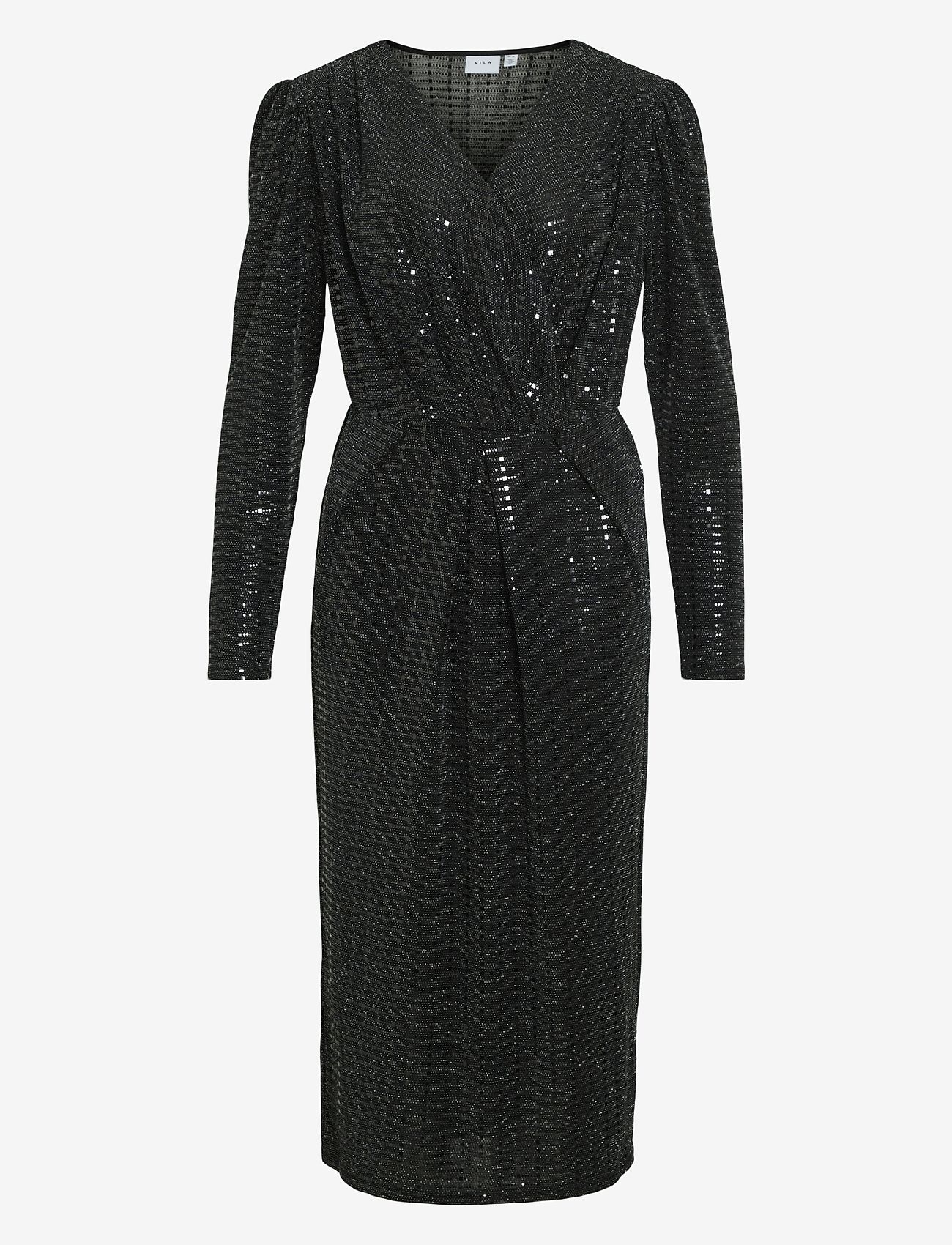 Vila - VIFESTE L/S MIDI DRESS/R2 - partykleider - black beauty - 0