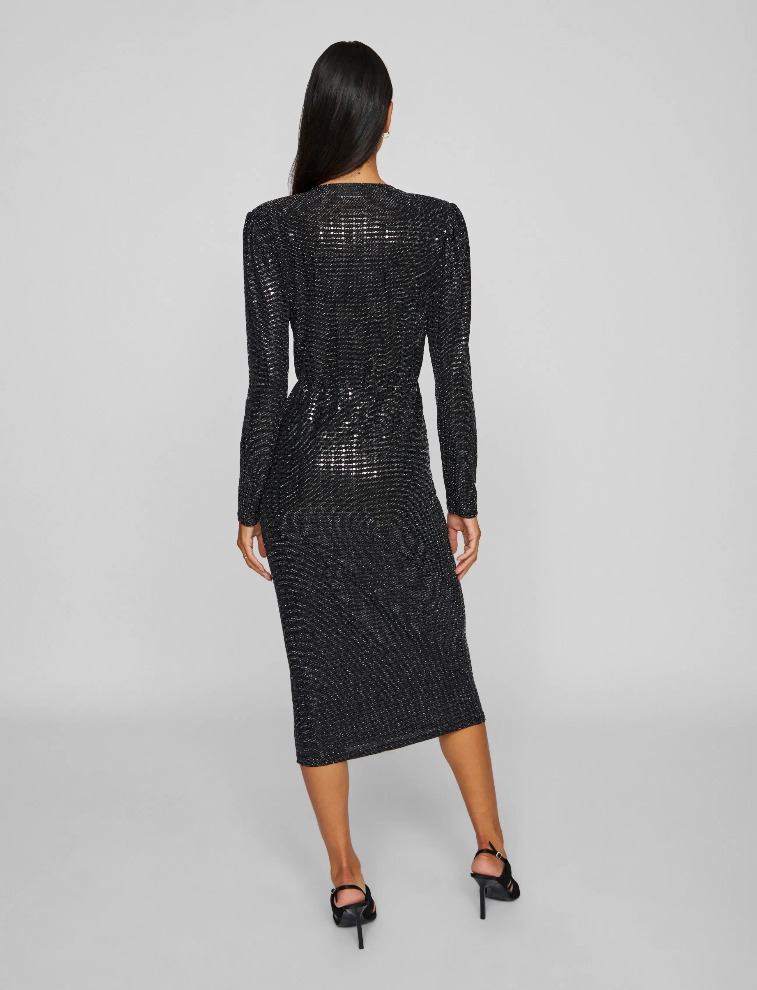 Vila - VIFESTE L/S MIDI DRESS/R2 - festtøj til outletpriser - black beauty - 3