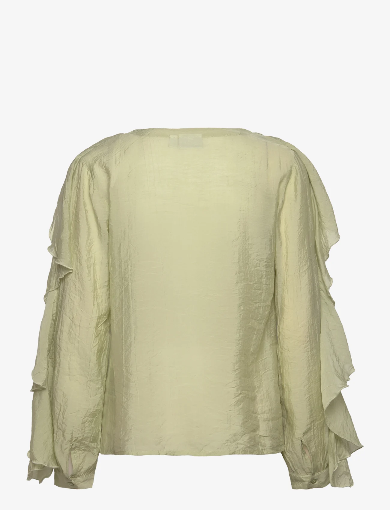 Vila - VINABIA V-NECK L/S FLOUNCE TOP - long-sleeved blouses - swamp - 1