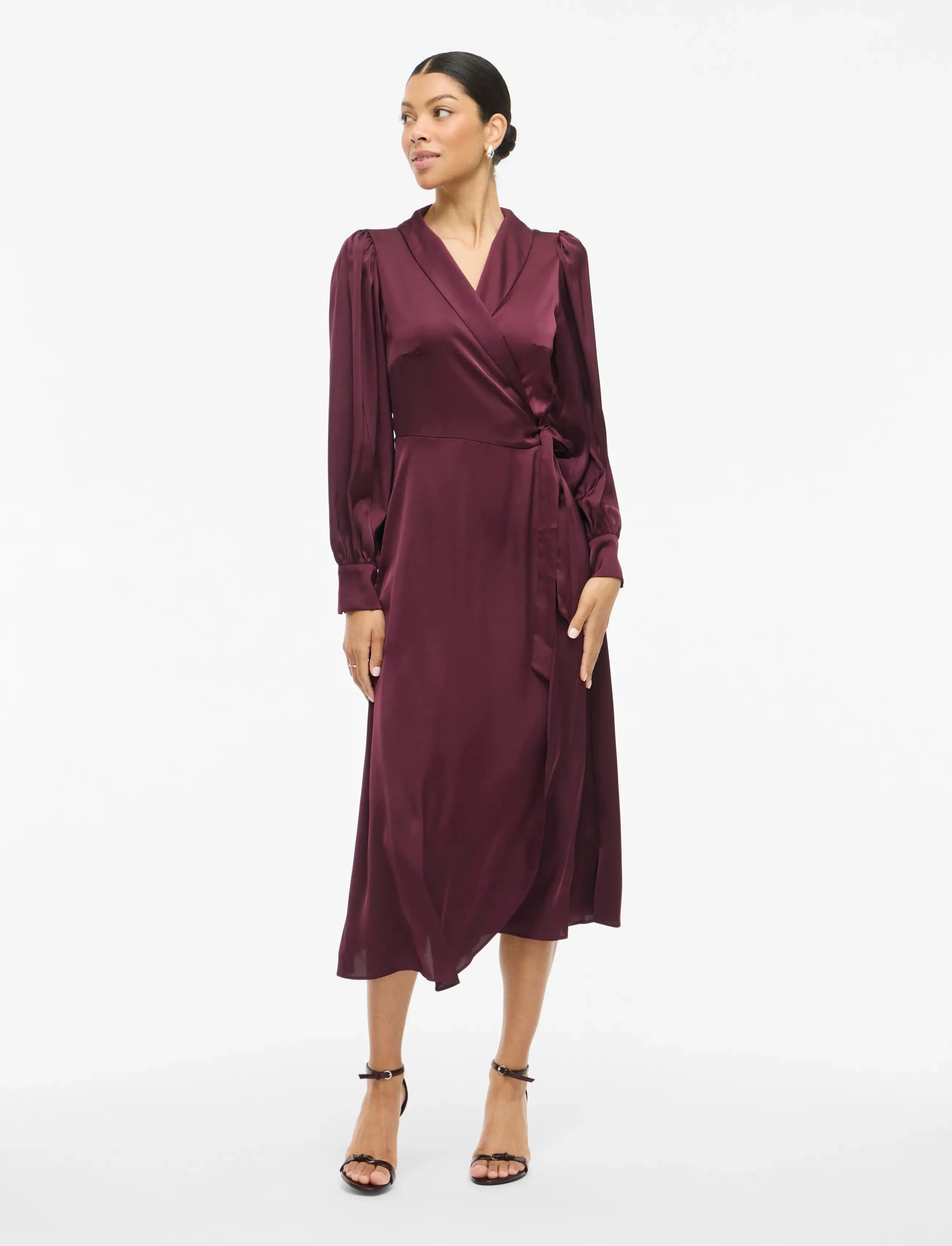 Vila VIENNA RAVENNA ANKLE WRAP DRESS-NOOS/DC - Kleider - FIG / burgundy