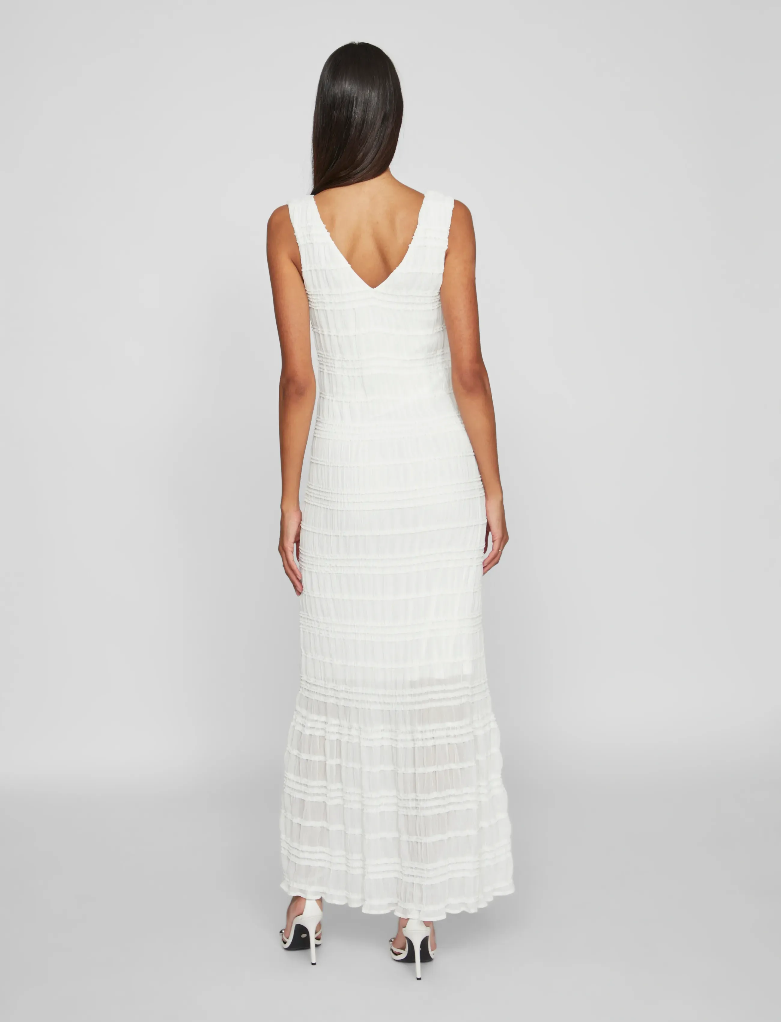 Vila - VIHILMA V-NECK S/L MAXI DRESS/BR/DC - cloud dancer - 3