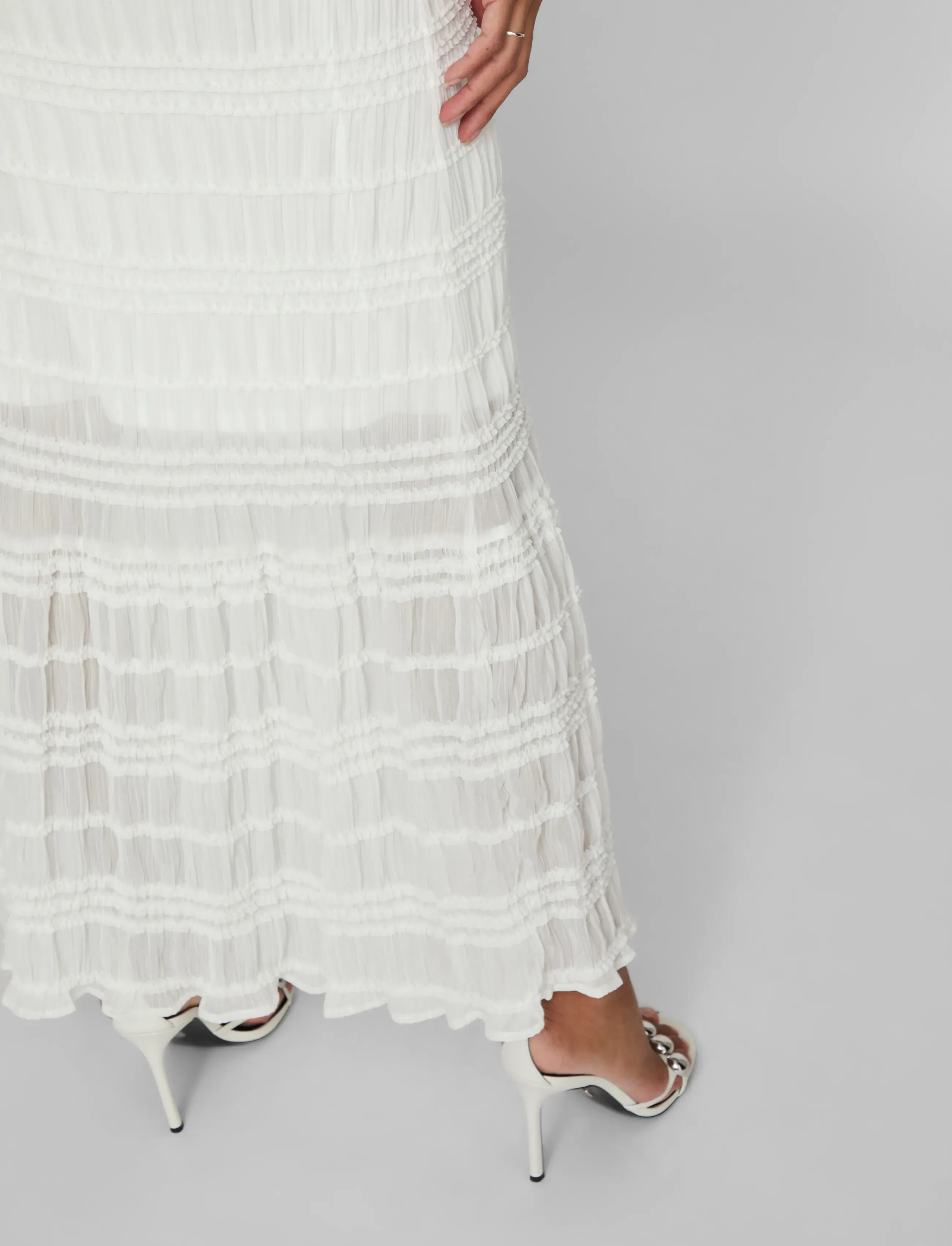 Vila - VIHILMA V-NECK S/L MAXI DRESS/BR/DC - cloud dancer - 5