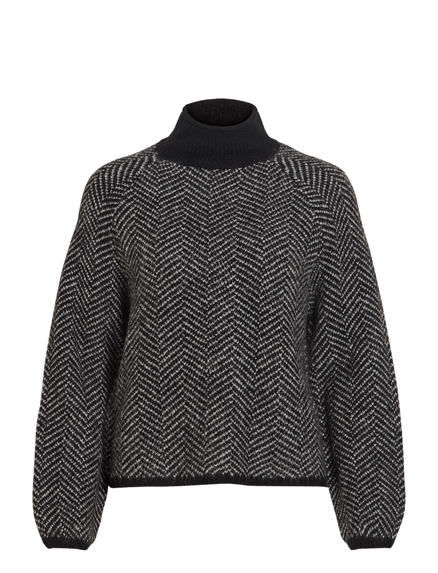 Vila - VILORY HIGH NECK L/S KNIT TOP - NOOS - stickade tröjor - black beauty - 1