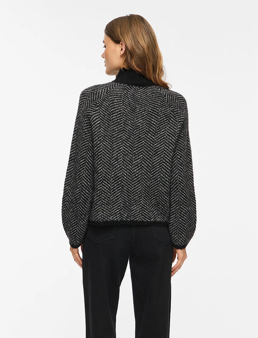 Vila - VILORY HIGH NECK L/S KNIT TOP - NOOS - stickade tröjor - black beauty - 3
