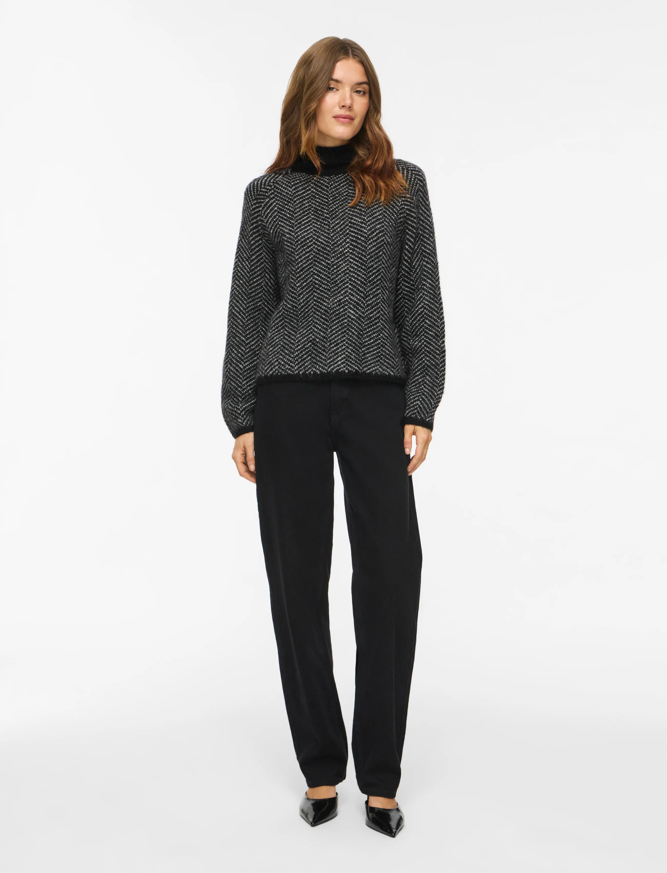 Vila - VILORY HIGH NECK L/S KNIT TOP - NOOS - sviitrid - black beauty - 4