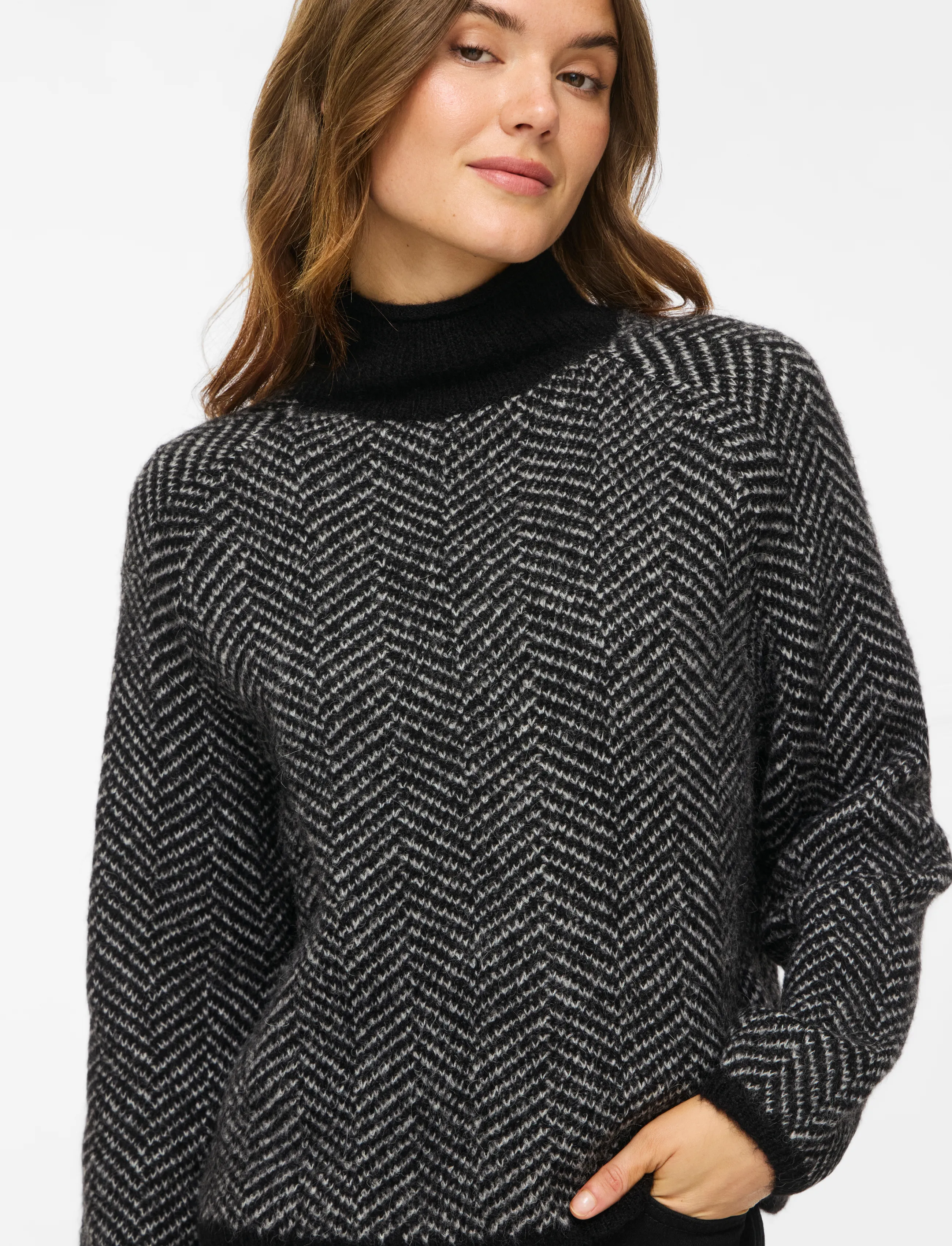 Vila - VILORY HIGH NECK L/S KNIT TOP - NOOS - sviitrid - black beauty - 5