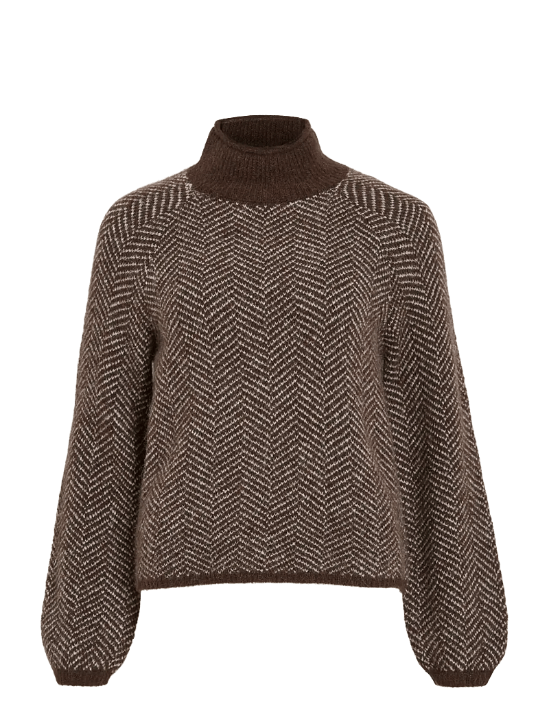 Vila - VILORY HIGH NECK L/S KNIT TOP - NOOS - neulepuserot - coffee bean - 1