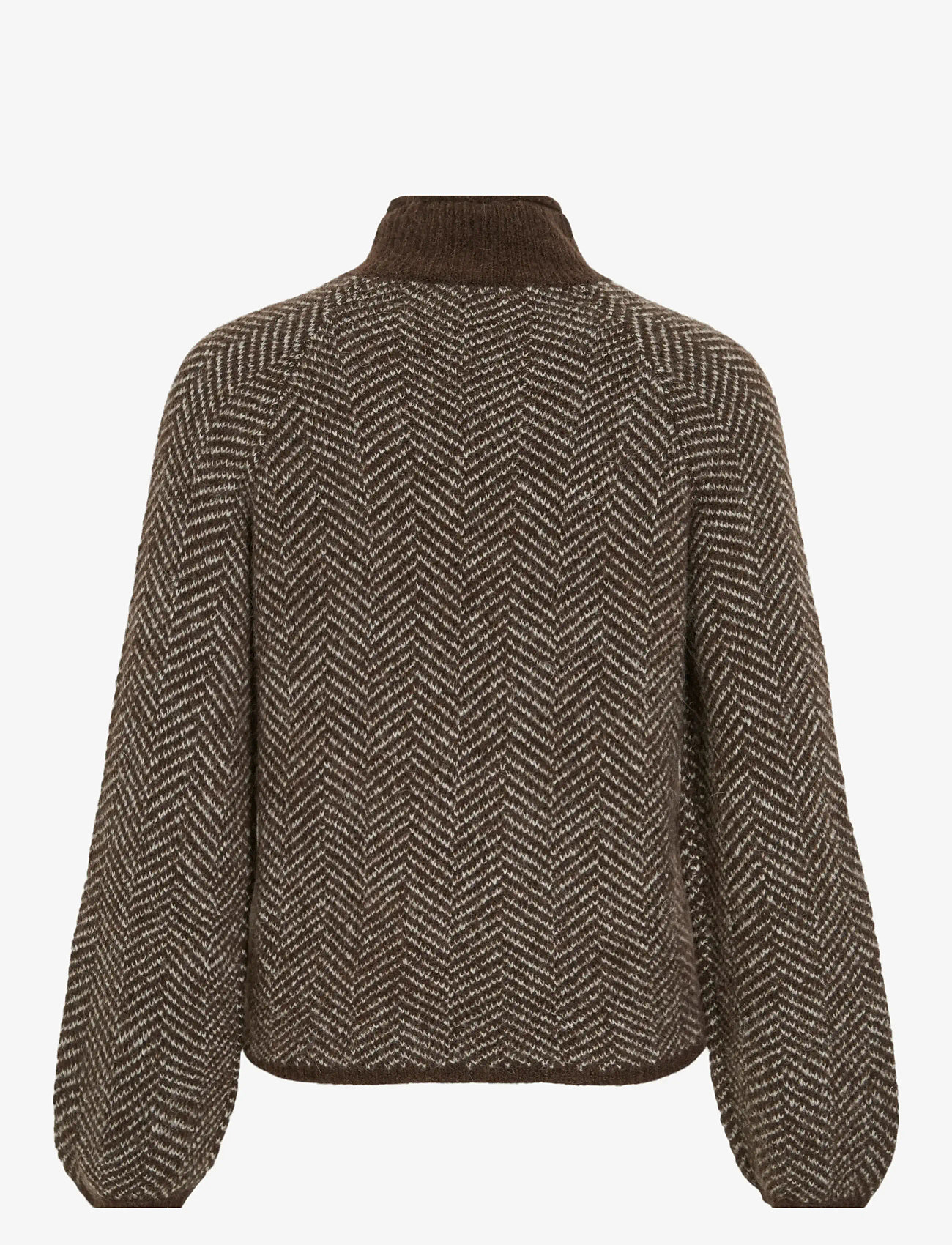 Vila - VILORY HIGH NECK L/S KNIT TOP - NOOS - stickade tröjor - coffee bean - 2