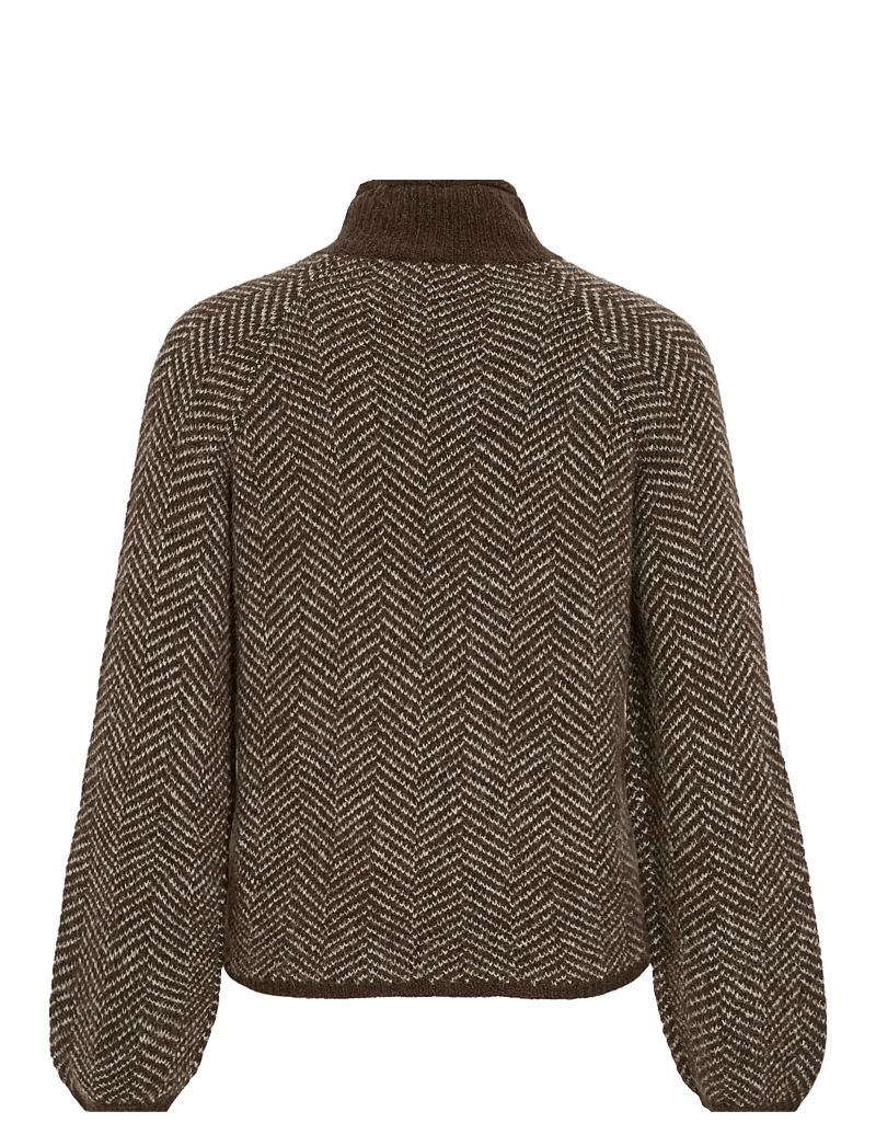 Vila - VILORY HIGH NECK L/S KNIT TOP - NOOS - stickade tröjor - coffee bean - 2