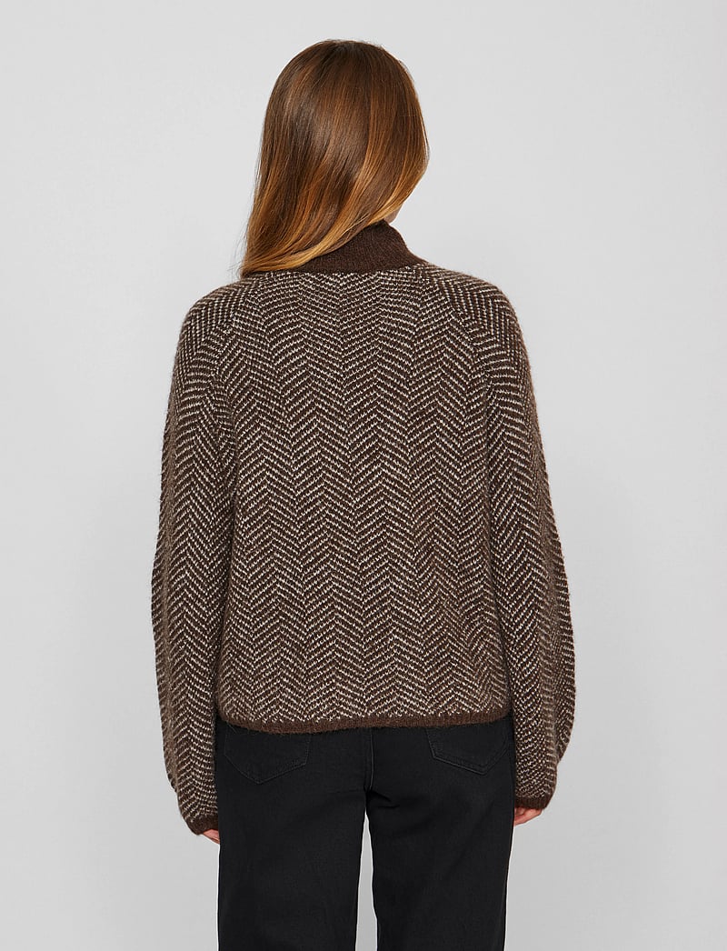 Vila - VILORY HIGH NECK L/S KNIT TOP - NOOS - stickade tröjor - coffee bean - 3