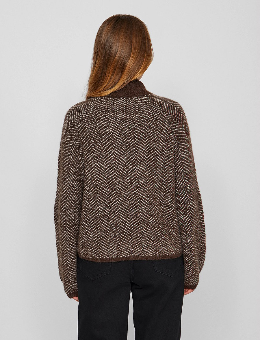 Vila - VILORY HIGH NECK L/S KNIT TOP - NOOS - stickade tröjor - coffee bean - 2