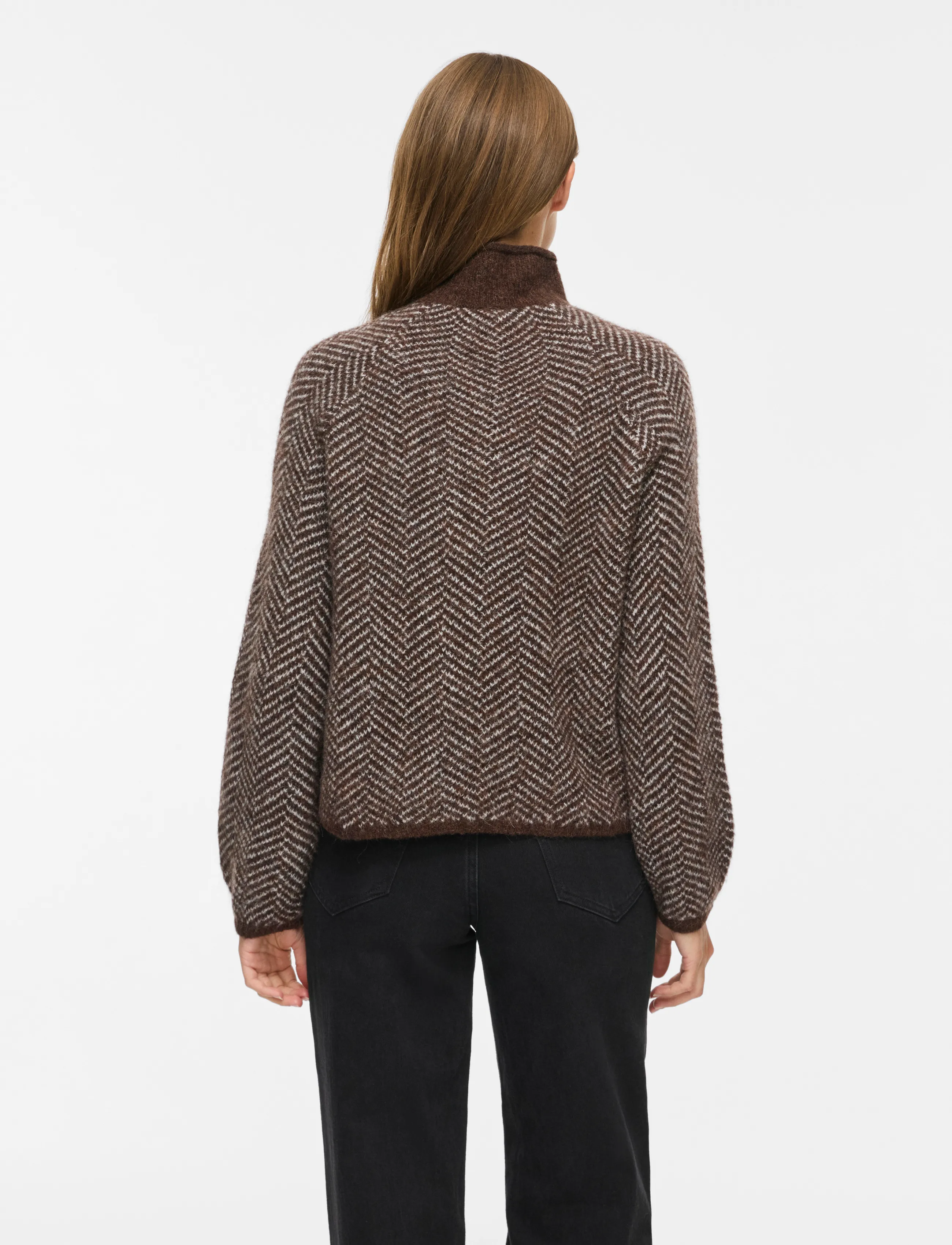 Vila - VILORY HIGH NECK L/S KNIT TOP - NOOS - neulepuserot - coffee bean - 2