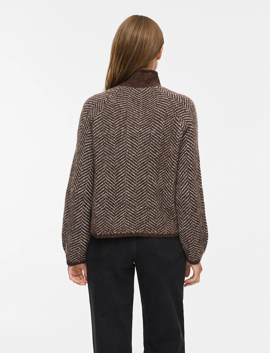 Vila - VILORY HIGH NECK L/S KNIT TOP - NOOS - neulepuserot - coffee bean - 2