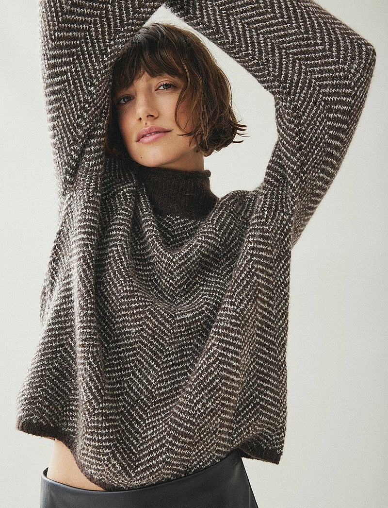 Vila - VILORY HIGH NECK L/S KNIT TOP - NOOS - stickade tröjor - coffee bean - 4