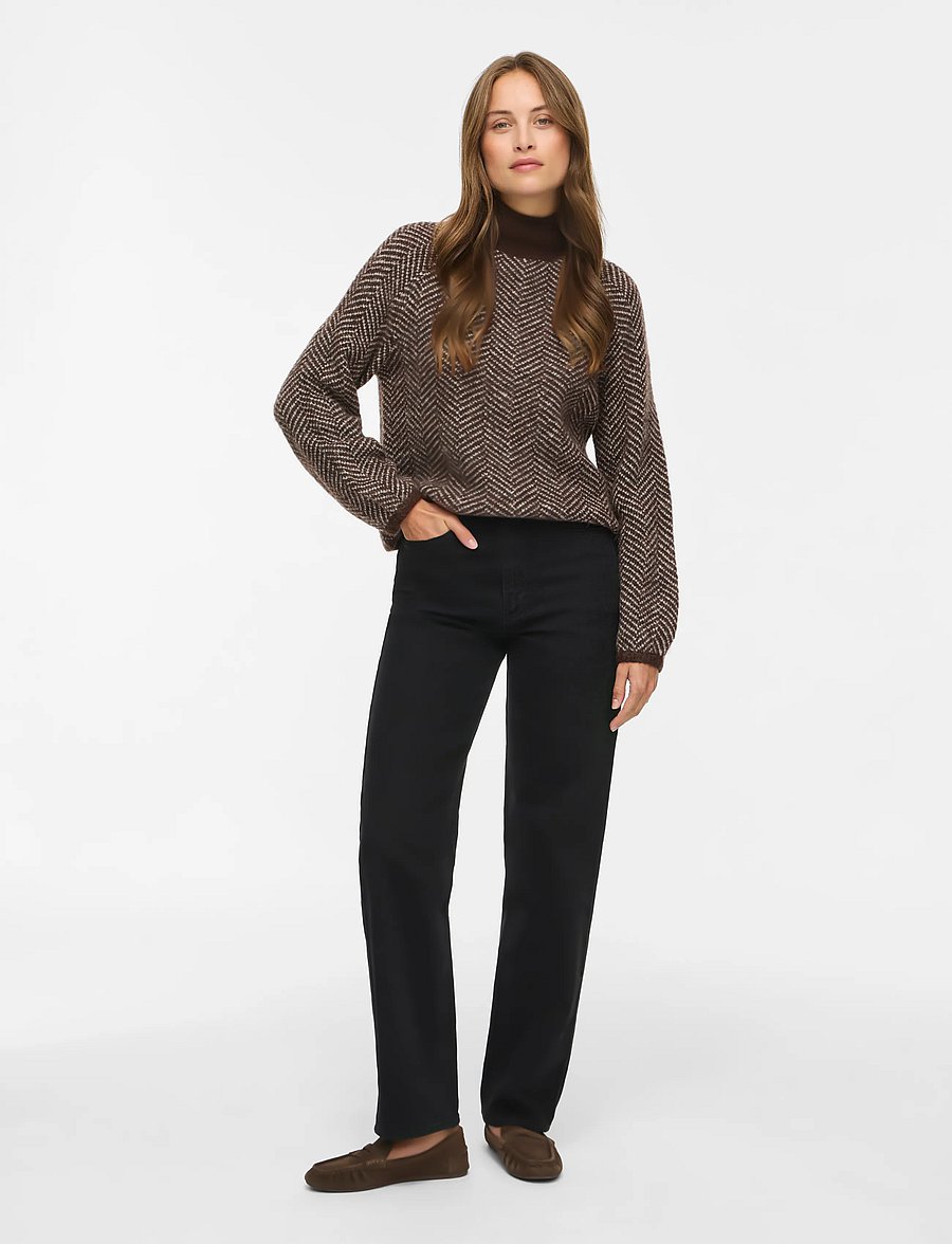 Vila - VILORY HIGH NECK L/S KNIT TOP - NOOS - neulepuserot - coffee bean - 3