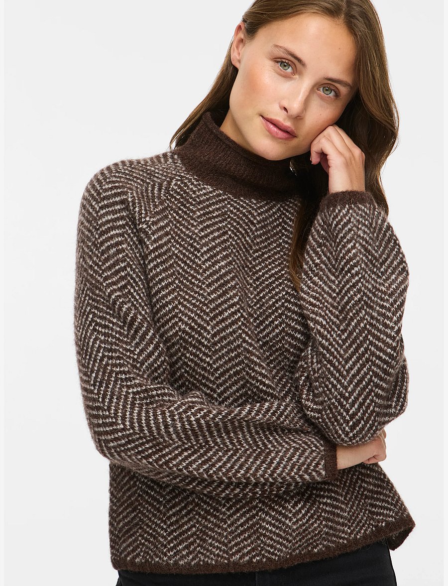 Vila - VILORY HIGH NECK L/S KNIT TOP - NOOS - neulepuserot - coffee bean - 4