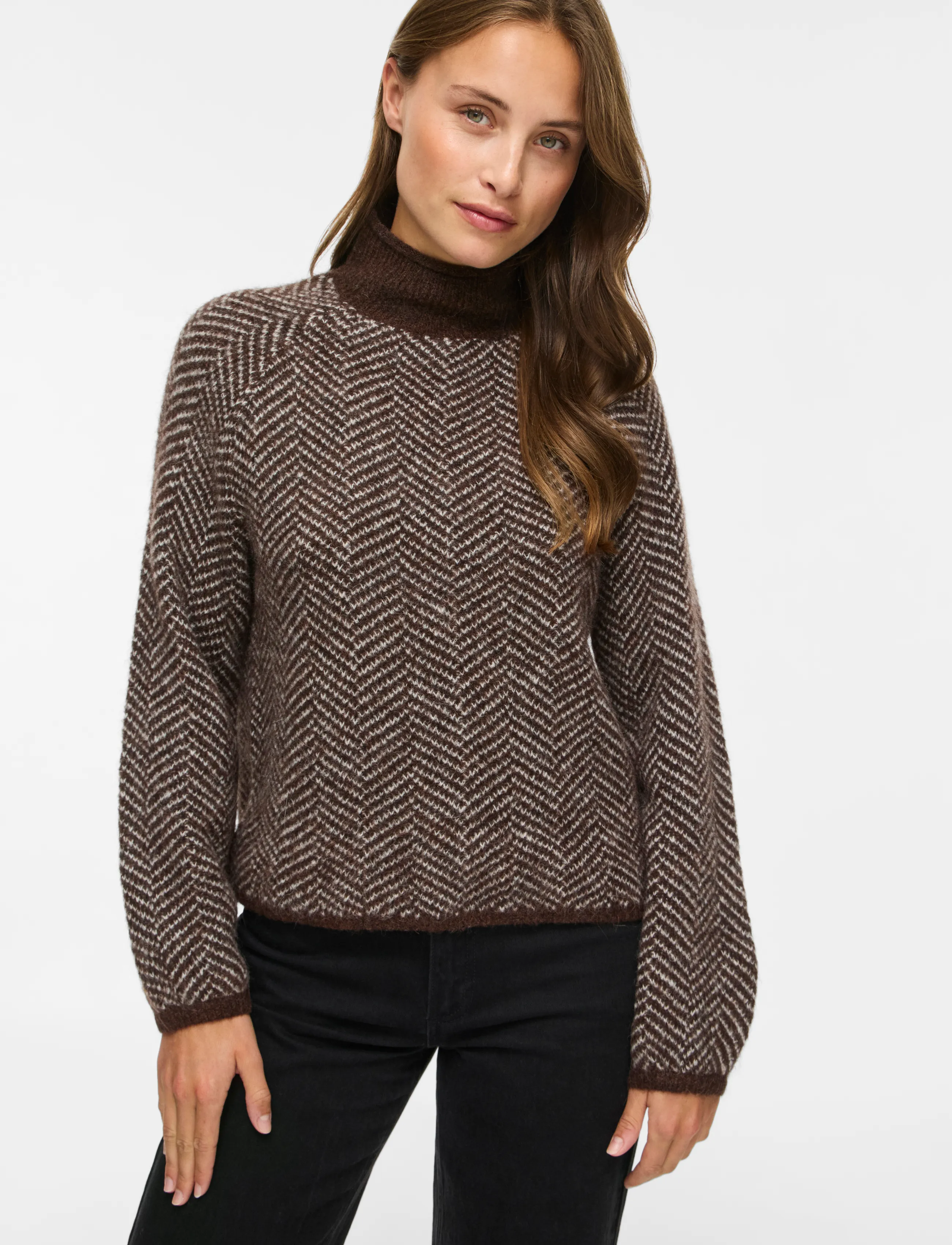 Vila VILORY HIGH NECK L/S KNIT TOP - NOOS - Für sie - COFFEE BEAN / brown