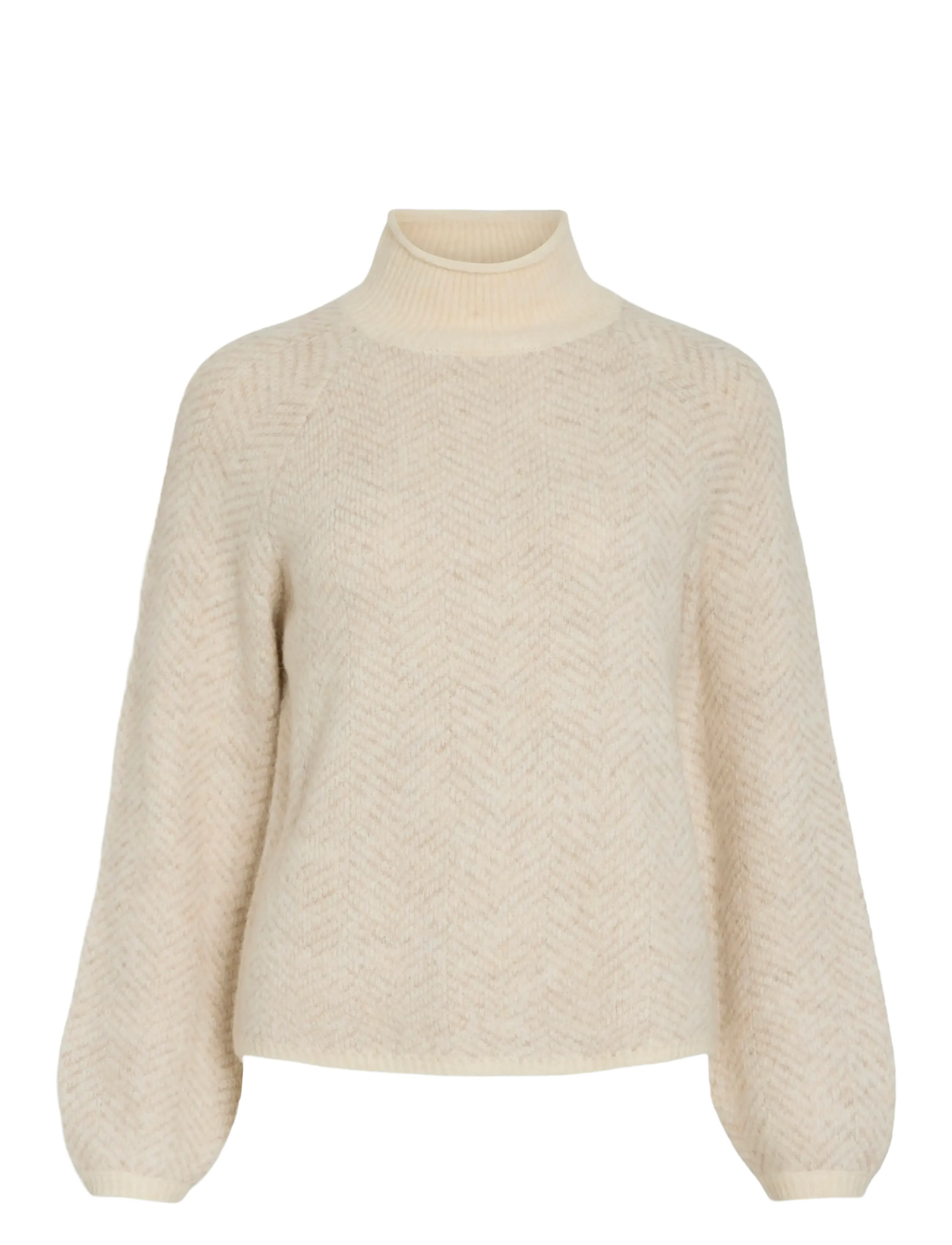 VILA Vilory High Neck L/S Knit Oberteil - Noos Cream - XXL - Damen