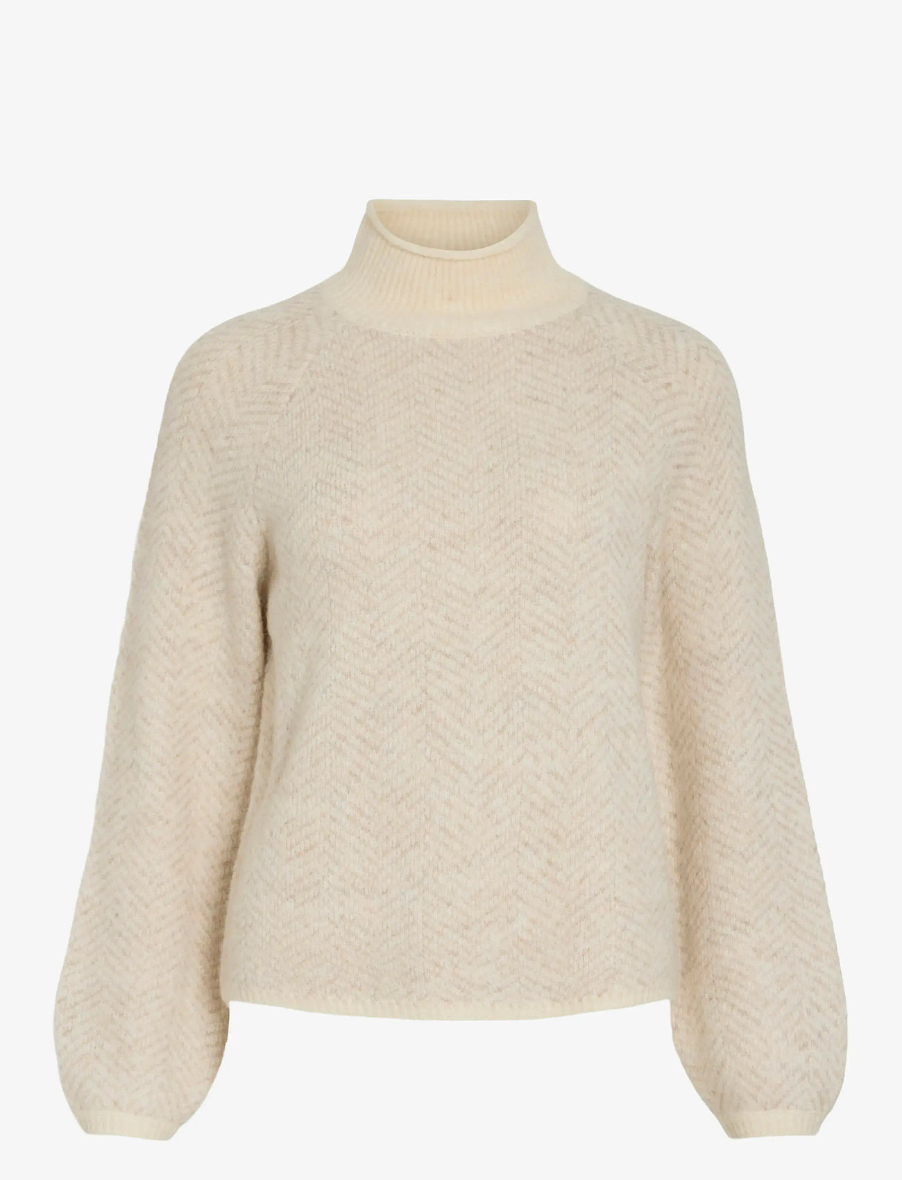 Vila - VILORY HIGH NECK L/S KNIT TOP - NOOS - stickade tröjor - eggnog - 1