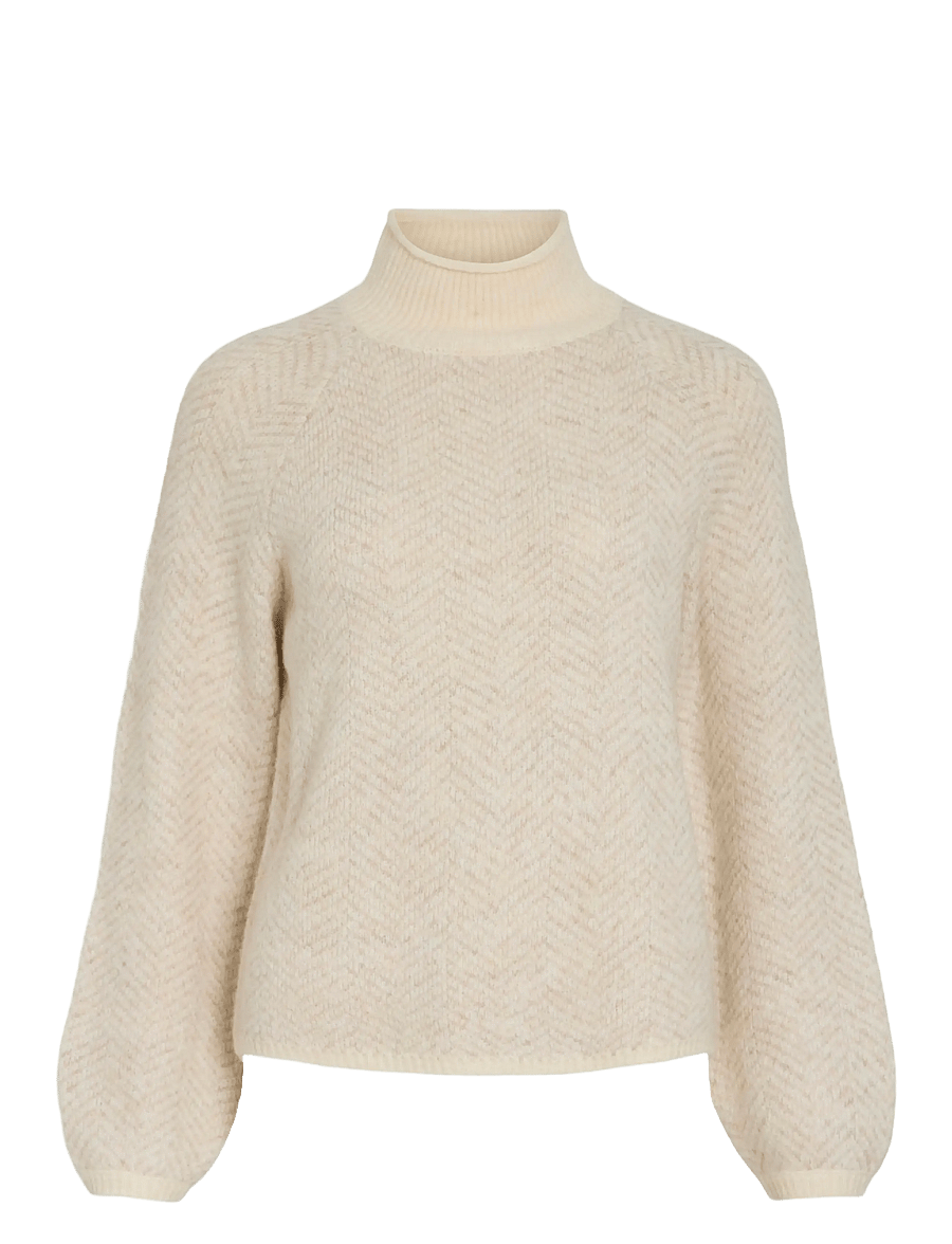 Vila - VILORY HIGH NECK L/S KNIT TOP - NOOS - stickade tröjor - eggnog - 1