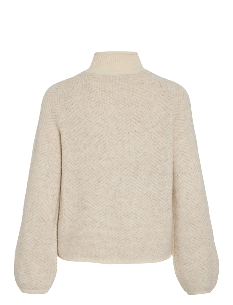 Vila - VILORY HIGH NECK L/S KNIT TOP - NOOS - striktrøjer - eggnog - 2
