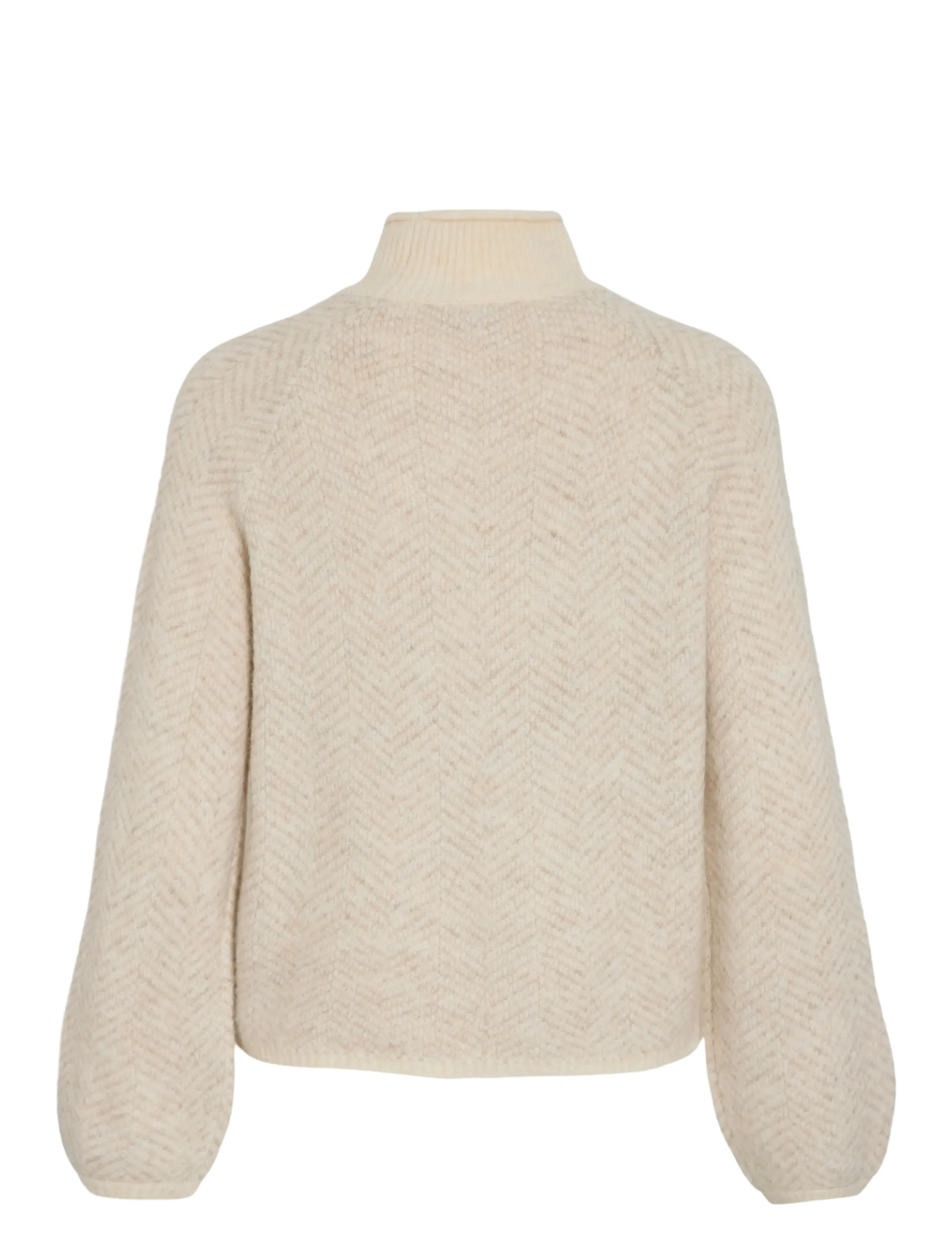 Vila - VILORY HIGH NECK L/S KNIT TOP - NOOS - stickade tröjor - eggnog - 2