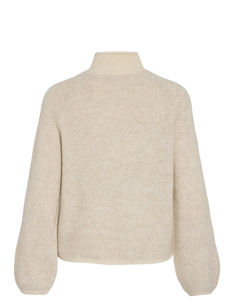 Vila - VILORY HIGH NECK L/S KNIT TOP - NOOS - stickade tröjor - eggnog - 2