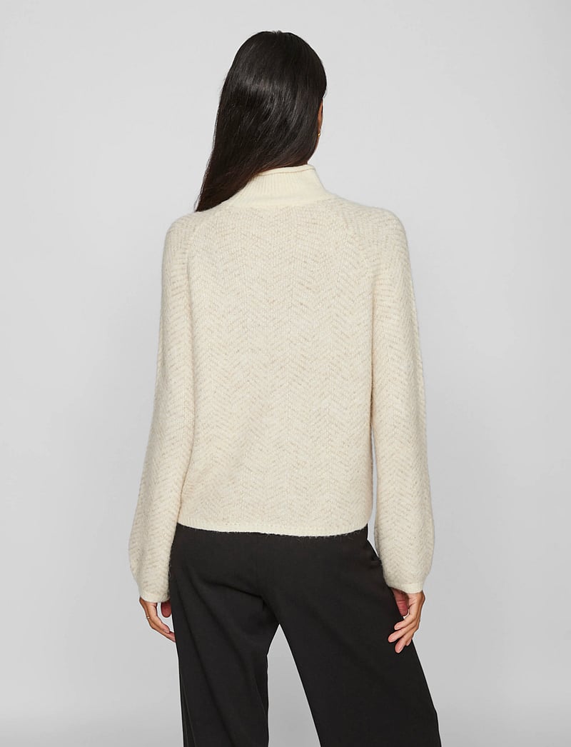 Vila - VILORY HIGH NECK L/S KNIT TOP - NOOS - striktrøjer - eggnog - 3