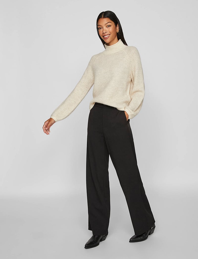 Vila - VILORY HIGH NECK L/S KNIT TOP - NOOS - striktrøjer - eggnog - 4