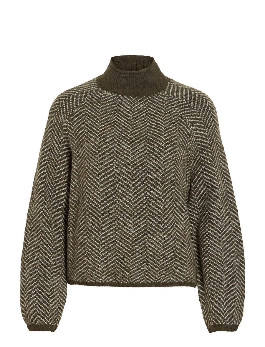Vila - VILORY HIGH NECK L/S KNIT TOP - NOOS - stickade tröjor - forest night - 1
