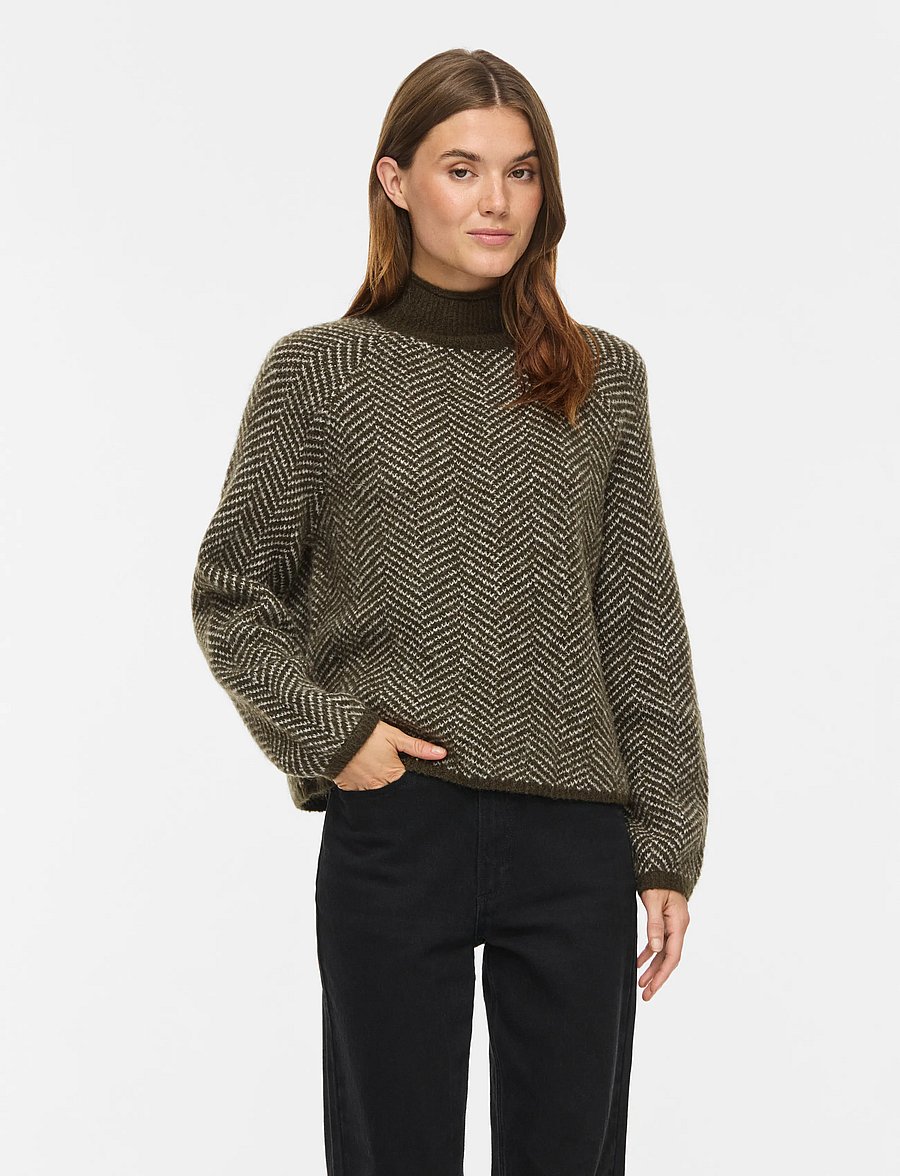 Vila - VILORY HIGH NECK L/S KNIT TOP - NOOS - stickade tröjor - forest night - 0