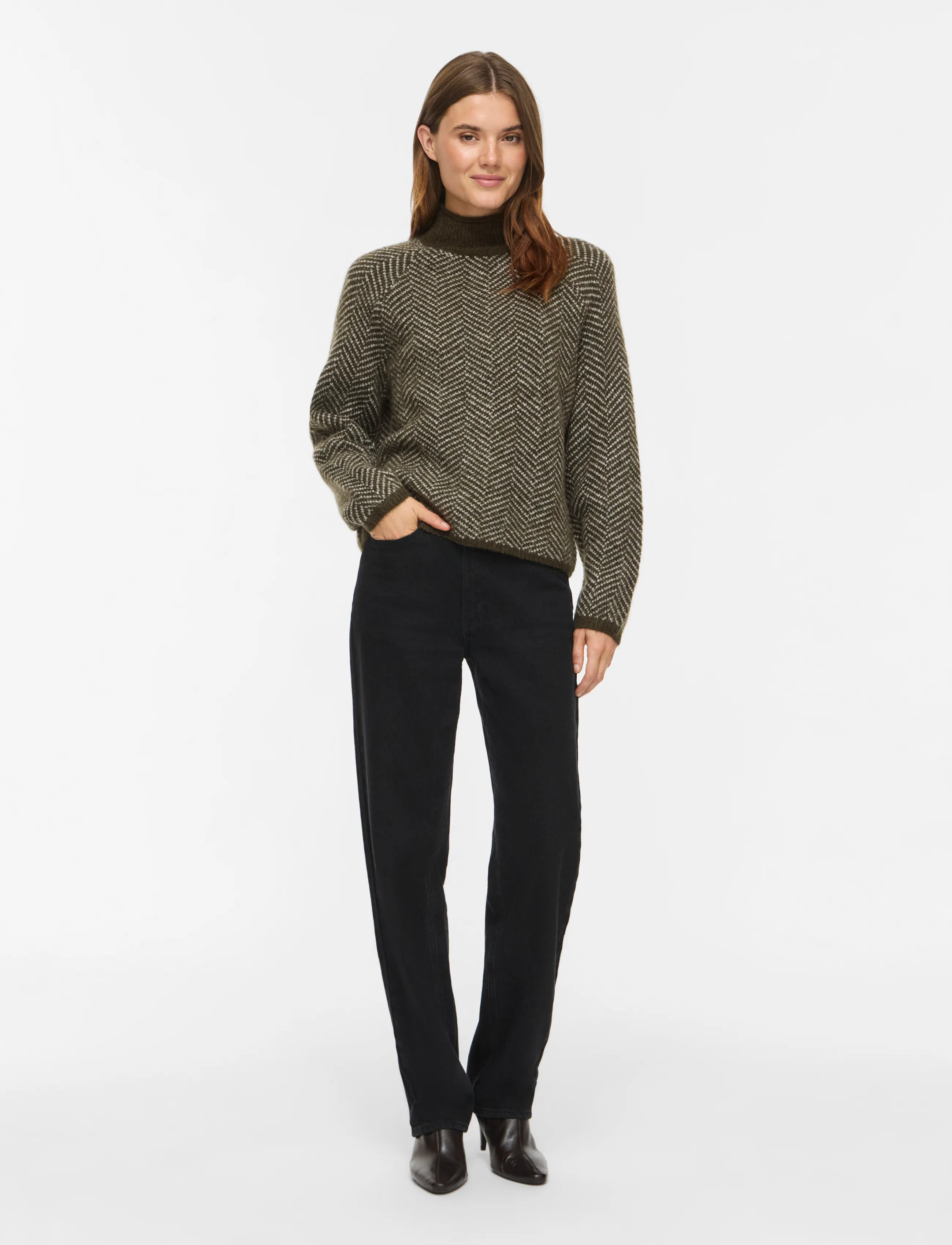 Vila - VILORY HIGH NECK L/S KNIT TOP - NOOS - jumpers - forest night - 4