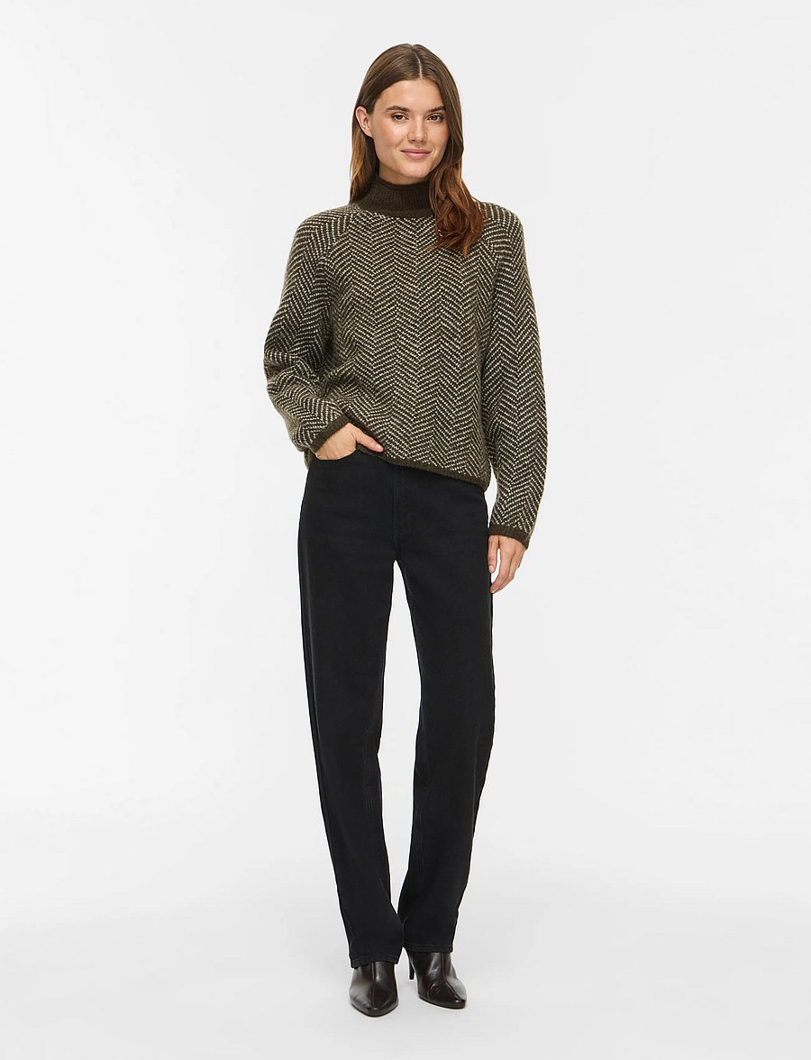 Vila - VILORY HIGH NECK L/S KNIT TOP - NOOS - stickade tröjor - forest night - 4