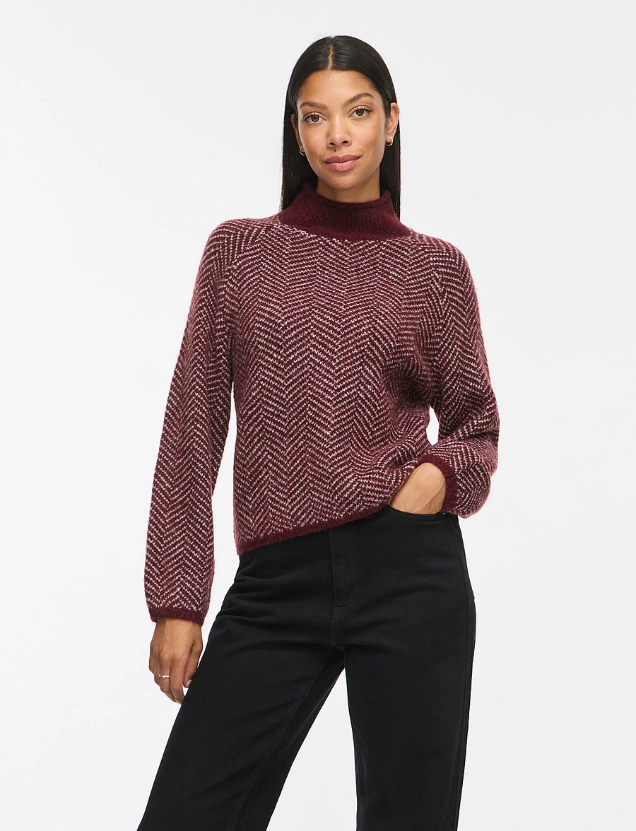 Vila - VILORY HIGH NECK L/S KNIT TOP - NOOS - stickade tröjor - port royale - 0