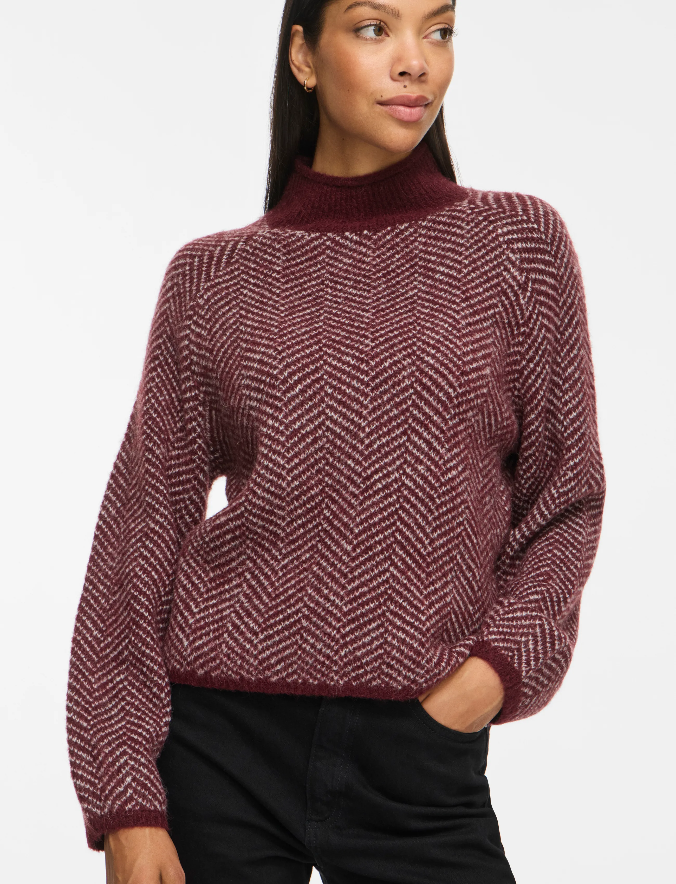 Vila VILORY HIGH NECK L/S KNIT TOP - NOOS - Fødselsdag - PORT ROYALE / burgundy