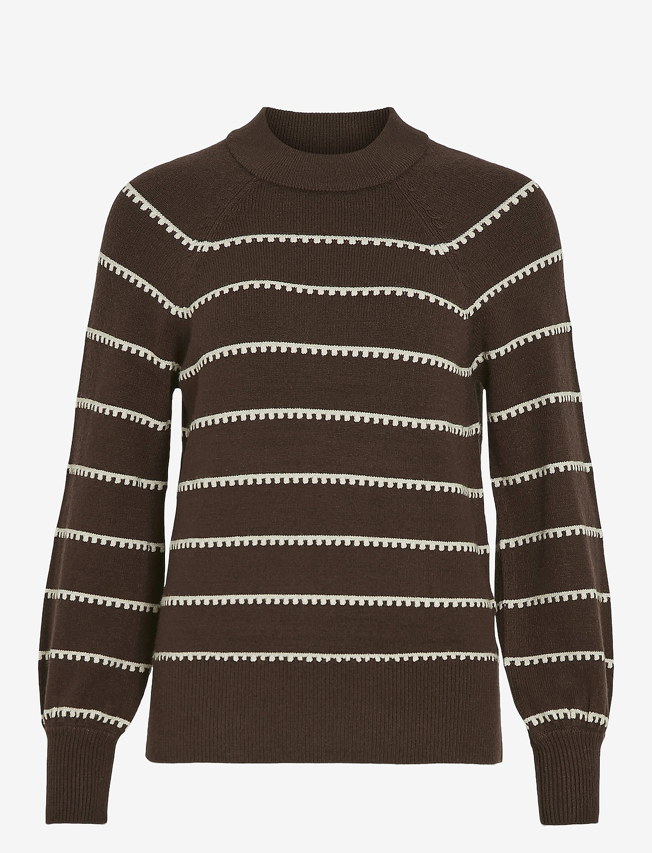 Vila - VIRIL CREW NECK L/S STRIPE KNIT TOP - jumpers - coffee bean - 0