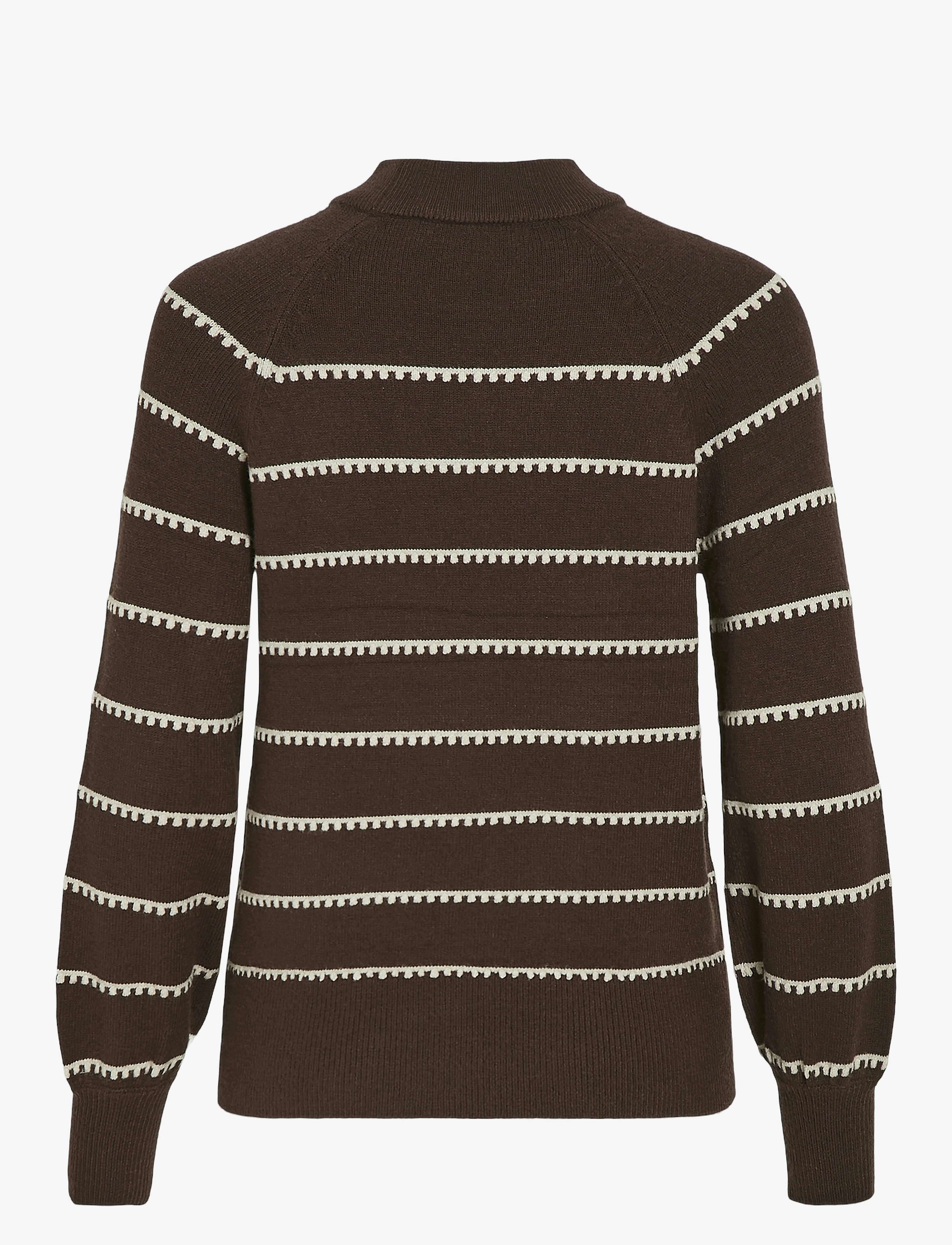 Vila - VIRIL CREW NECK L/S STRIPE KNIT TOP - laveste priser - coffee bean - 2
