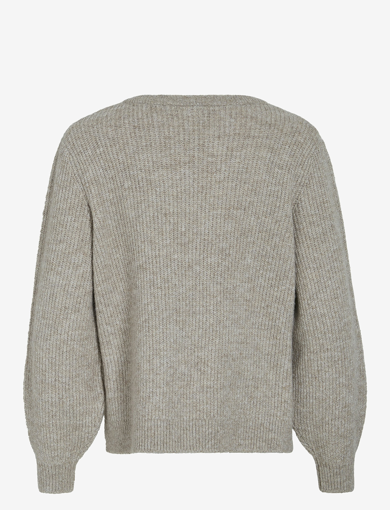 Vila - VIBELUNA V-NECK REV L/S KNIT TOP - NOOS - natural melange - 1
