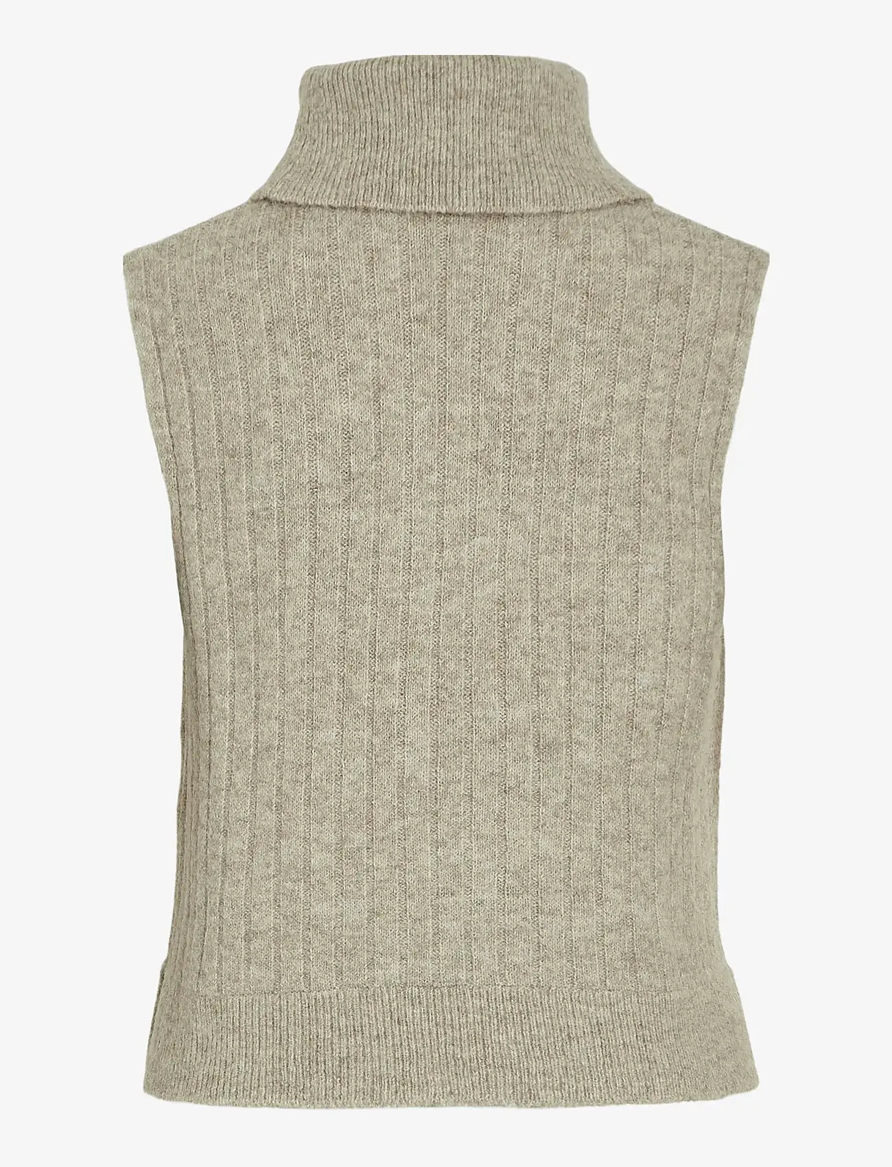 Vila - VIBELUNA HIGH NECK S/L KNIT VEST-NOOS - strikveste - natural melange - 2