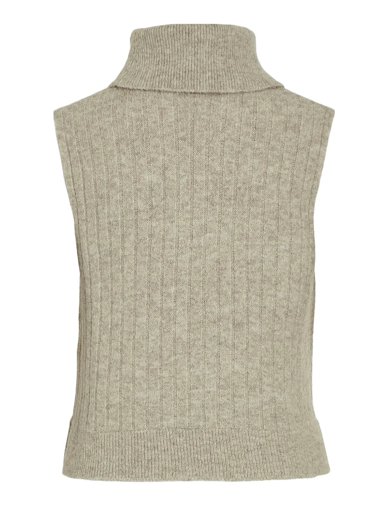 Vila - VIBELUNA HIGH NECK S/L KNIT VEST-NOOS - gestrickte westen - natural melange - 2