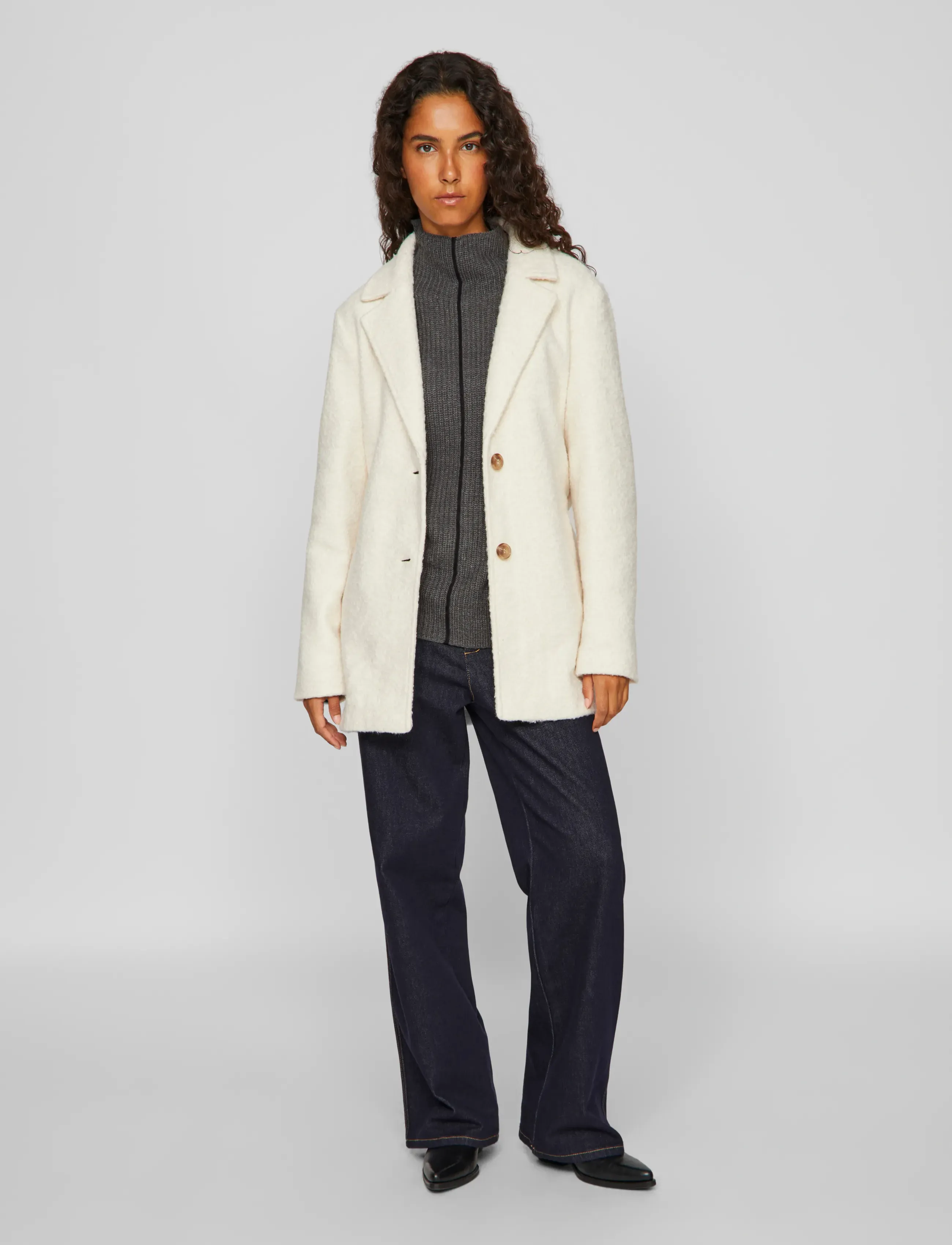 Vila - VITJEKKI L/S BELTED SHORT JACKET - eggnog - 4