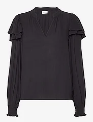 Vila - VITHEO L/S FLOUNCE TOP - long-sleeved blouses - black beauty - 0