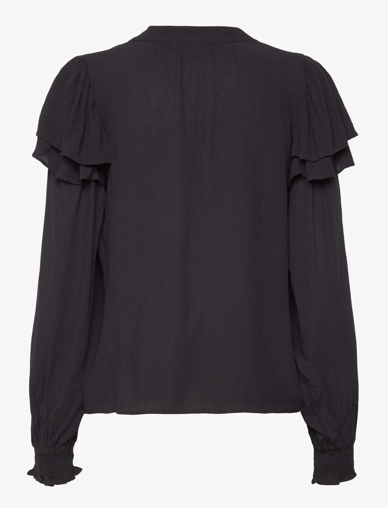 Vila - VITHEO L/S FLOUNCE TOP - long-sleeved blouses - black beauty - 1