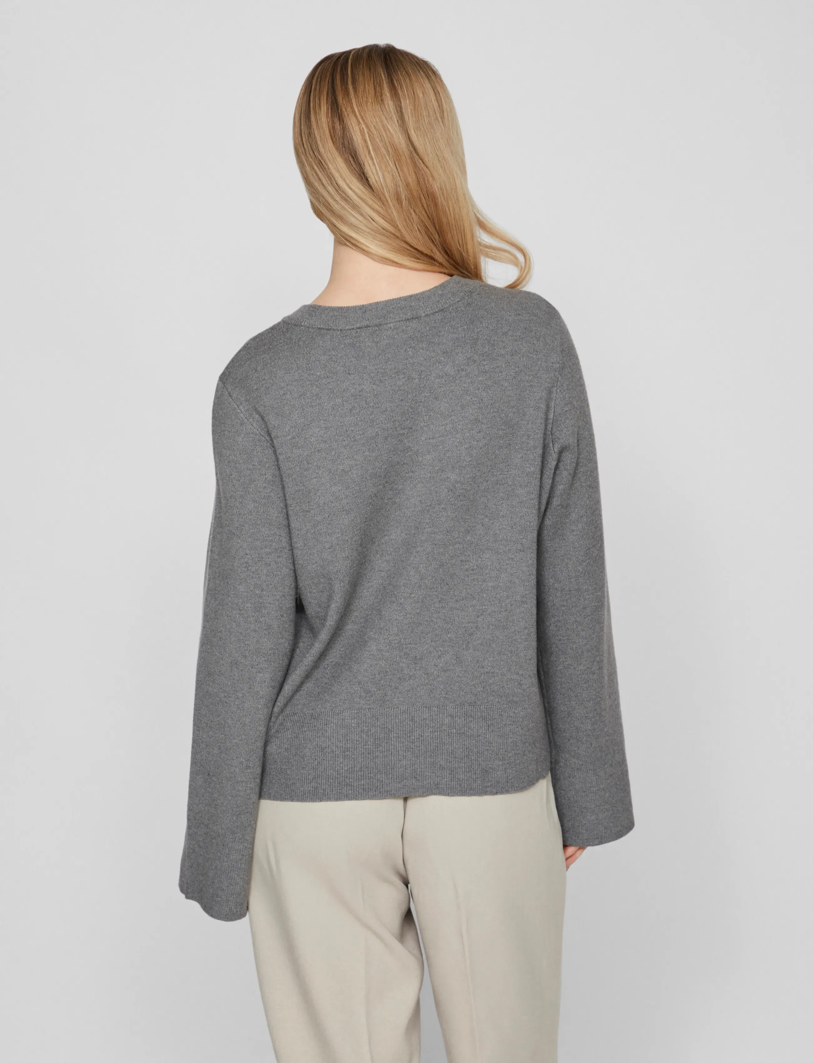 Vila - VICASSIE O-NECK L/S KNIT TOP - NOOS - pullover - medium grey melange - 2