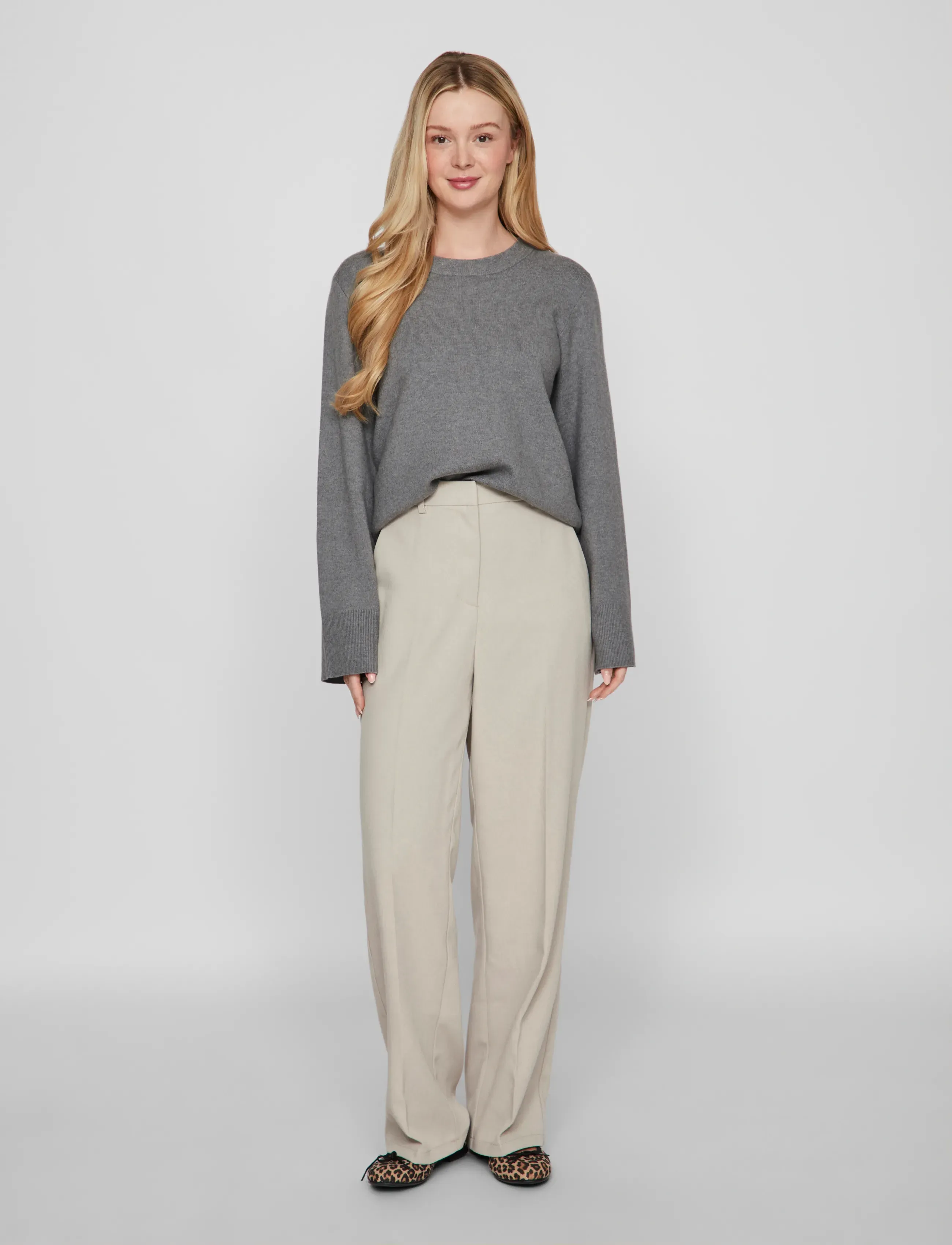 Vila - VICASSIE O-NECK L/S KNIT TOP - NOOS - pullover - medium grey melange - 3