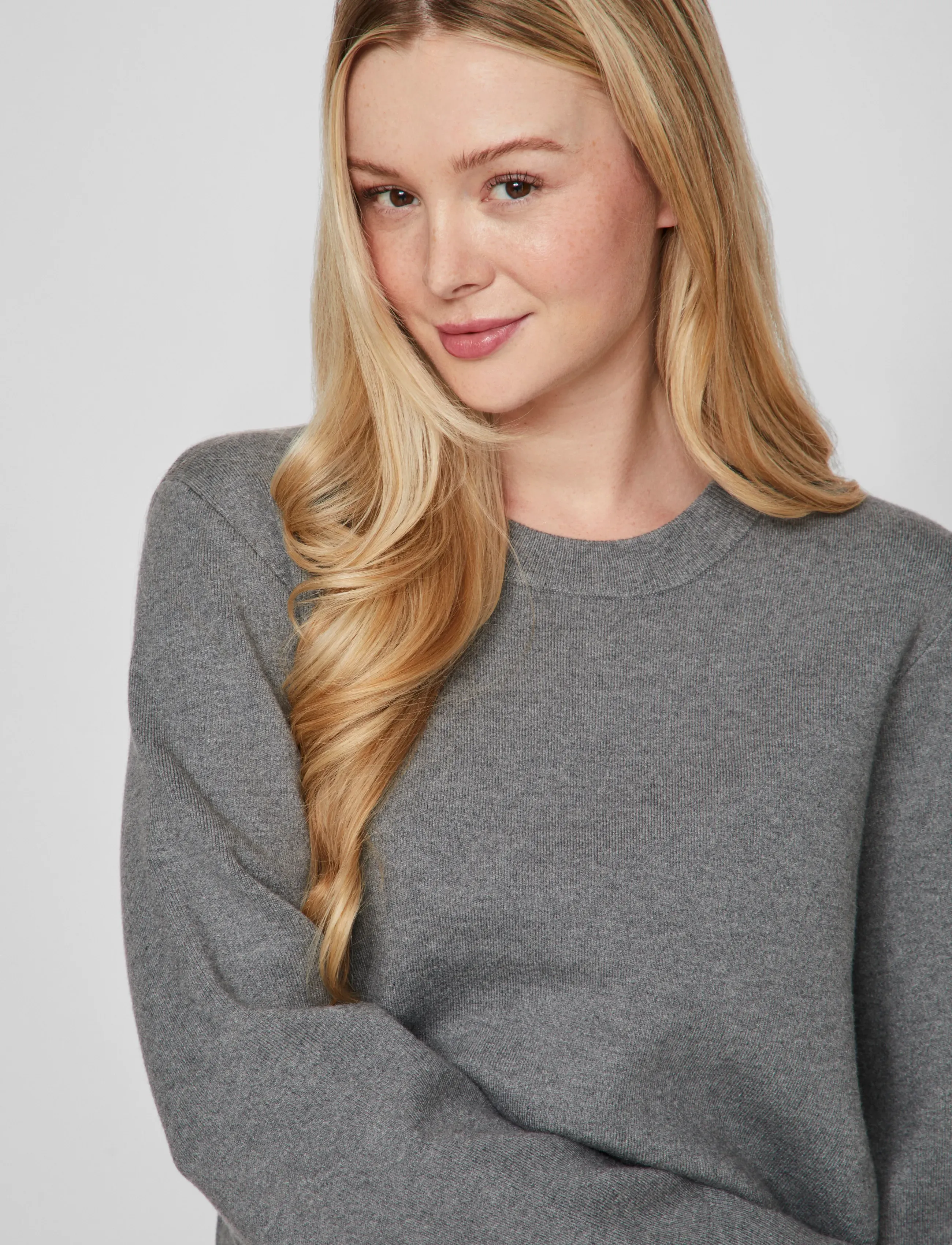 Vila - VICASSIE O-NECK L/S KNIT TOP - NOOS - pullover - medium grey melange - 4