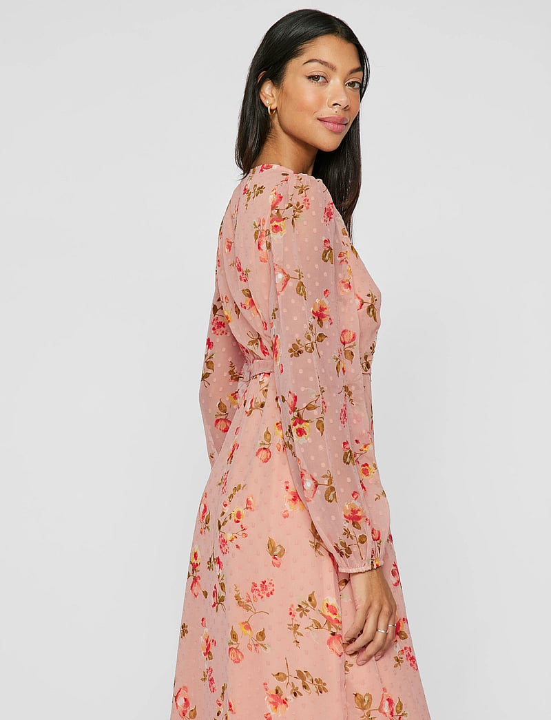 Vila - VIEDEE L/S ANKLE WRAP DRESS - omlottklänningar - misty rose - 5