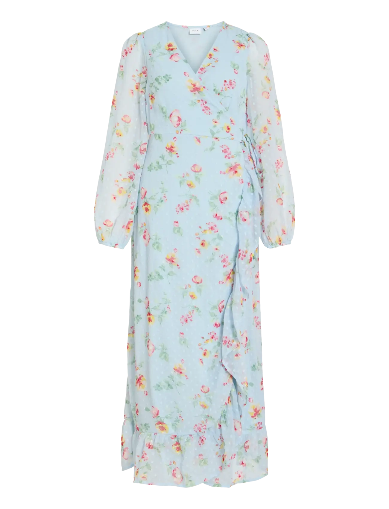 VILA Viedee L/S Ankle Wrap Kleid/Dc/Ka Blau - 42 - Damen
