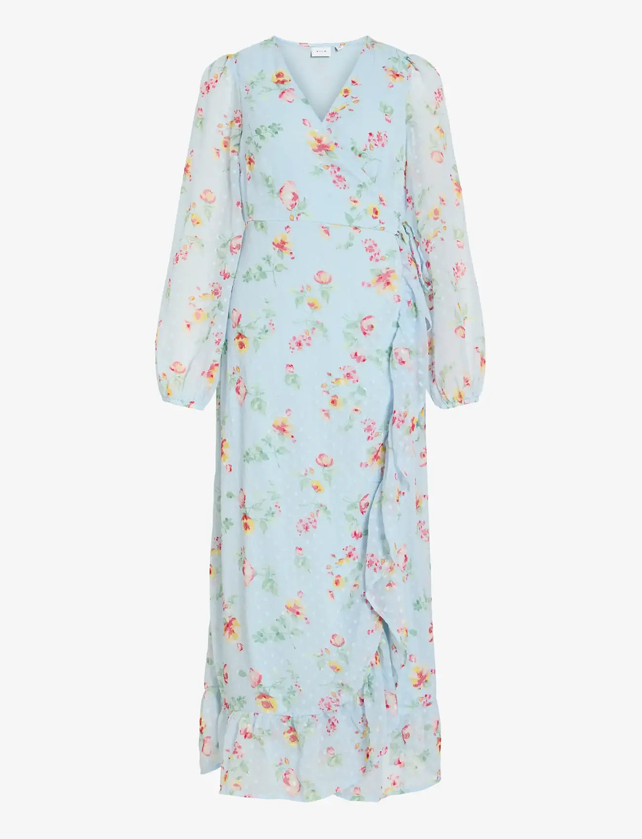 Vila - VIEDEE L/S ANKLE WRAP DRESS/DC/KA - vasarinės suknelės - nantucket breeze - 1